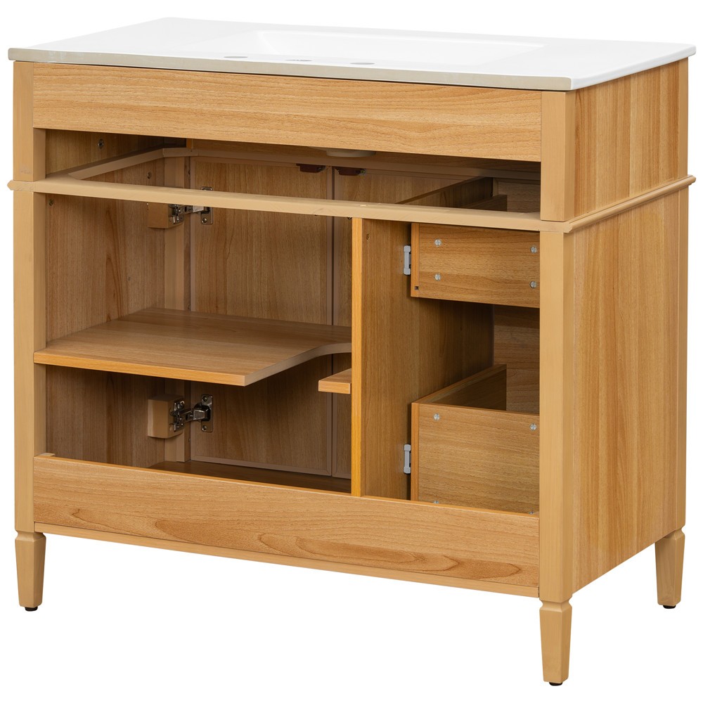 36″ Bathroom Vanity Freestanding Storage Bath Cabinet w/ Sink,3 Drawers, 2 Doors