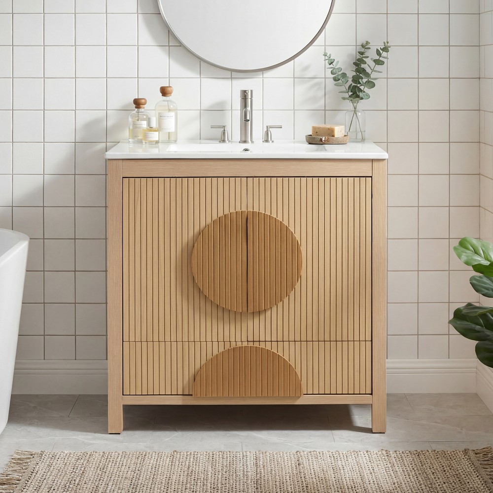 30″ Bathroom Vanity with Sink & Soft-Close Door – Wood/MDF Cabinet