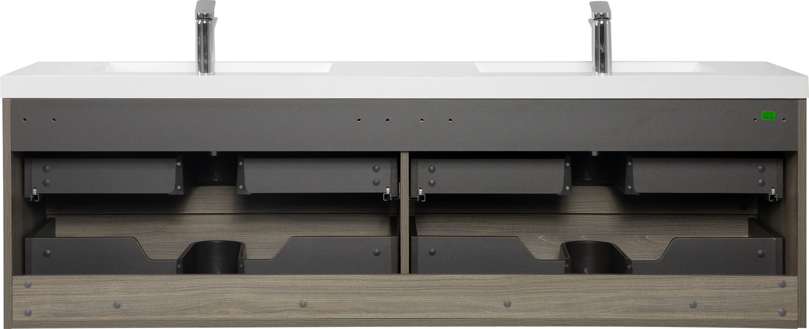 72 in Floating Wall-Mounted Bathroom Vanity W/ Resin Double Sink 4 Drawers Gray
