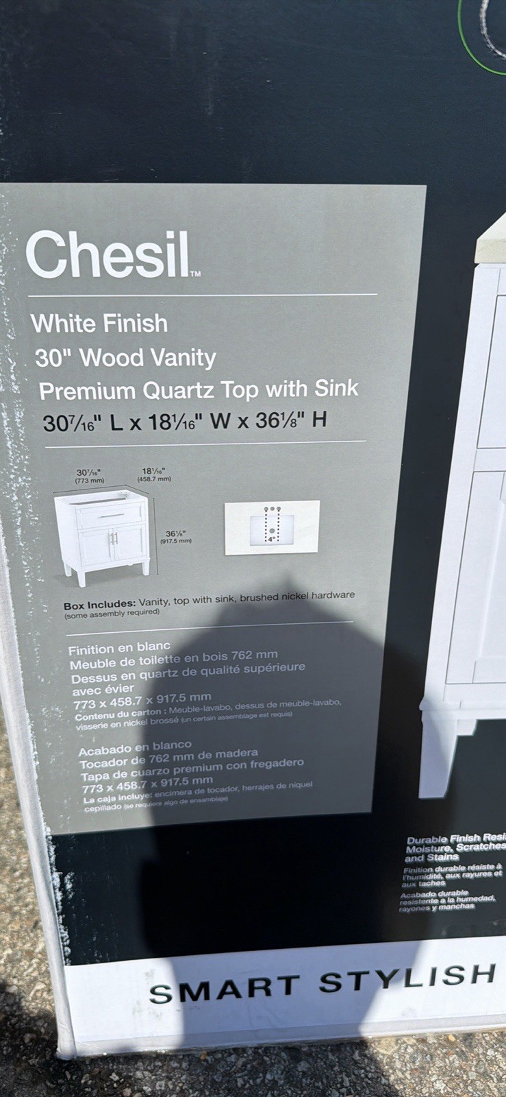 KOHLER Chesil 30″ White Wood Vanity w/ Sink Quartz Top Soft-Close Doors/Drawer
