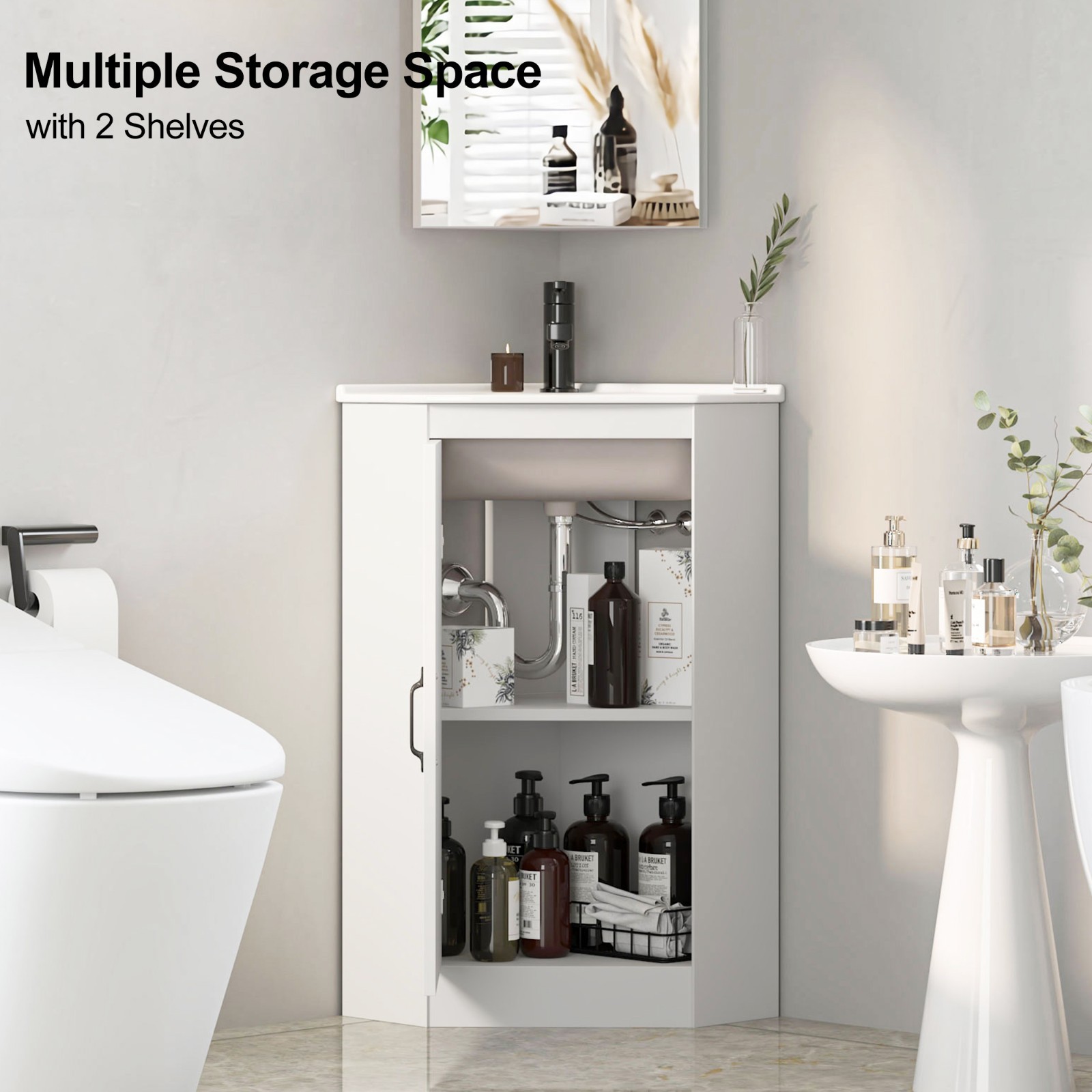 Corner Bathroom Vanity Sink Combo for Small Space Freestanding Compact Space New