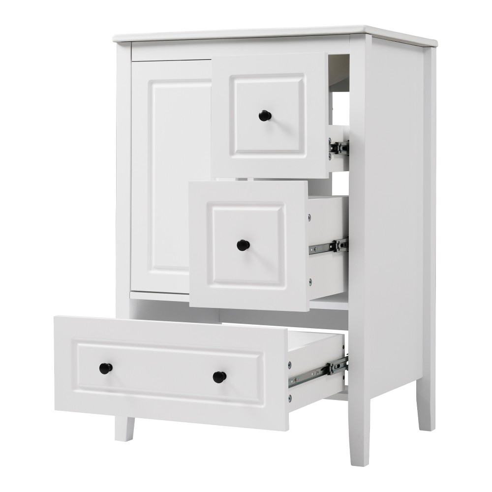 24 inch Bathroom Vanity with Sink, One Cabinet with Soft-closing Door