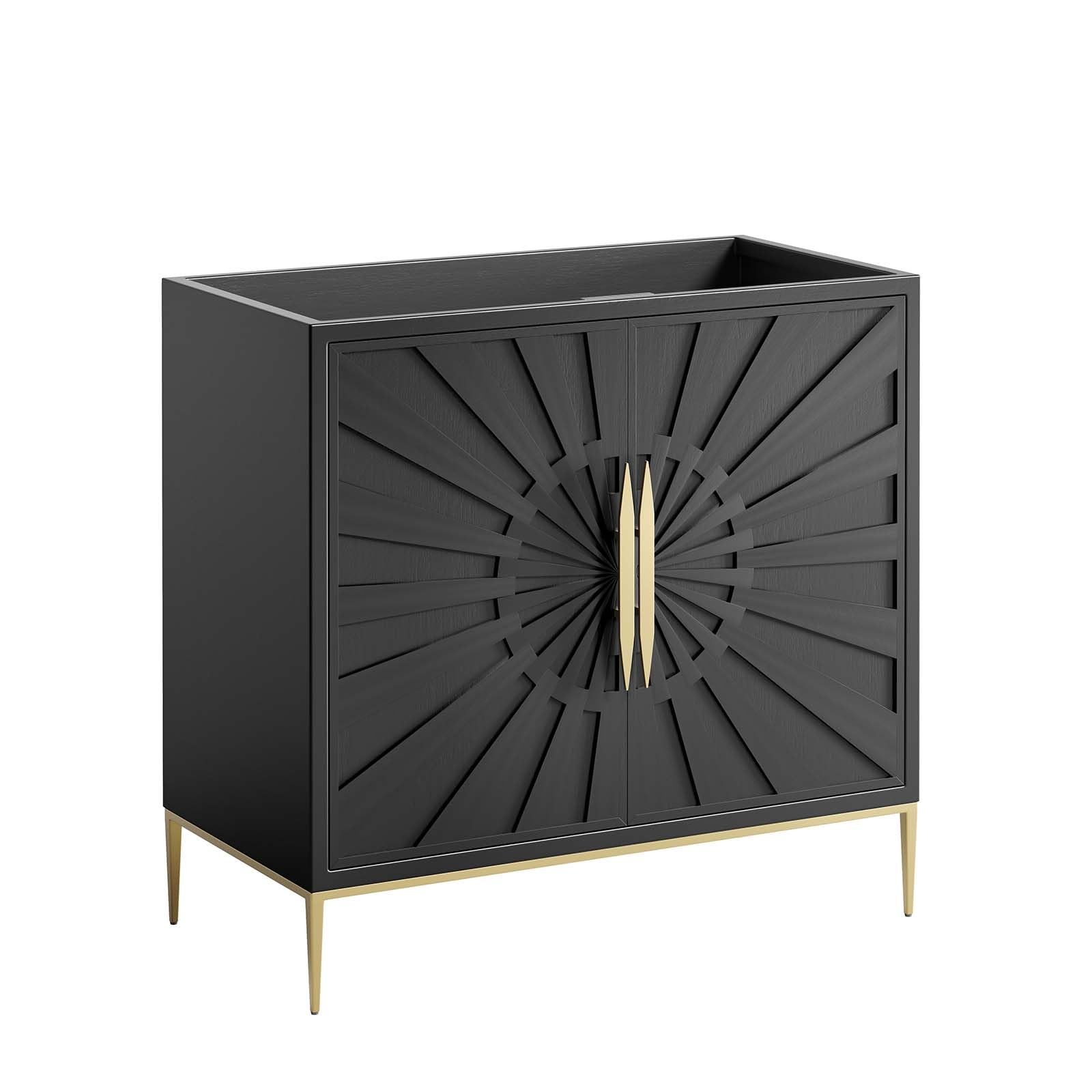 Modway Awaken 36″ Solid Wood and MDF Bathroom Vanity Cabinet in Black