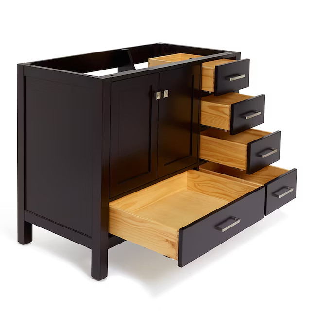 ARIEL Cambridge 42-in Espresso Bathroom Vanity Base Cabinet A043S-L-BC-ESP