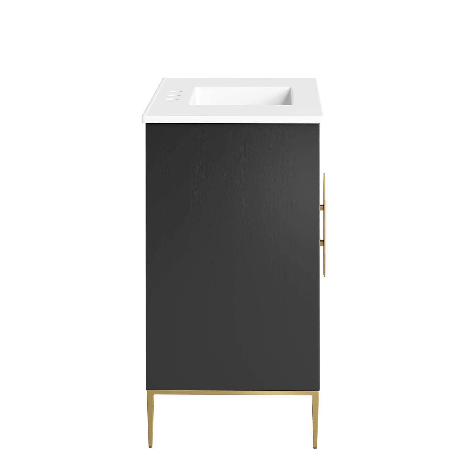 Modway Awaken 36″ Bathroom Vanity Cabinet in White Black With Ceramic Sink Basin