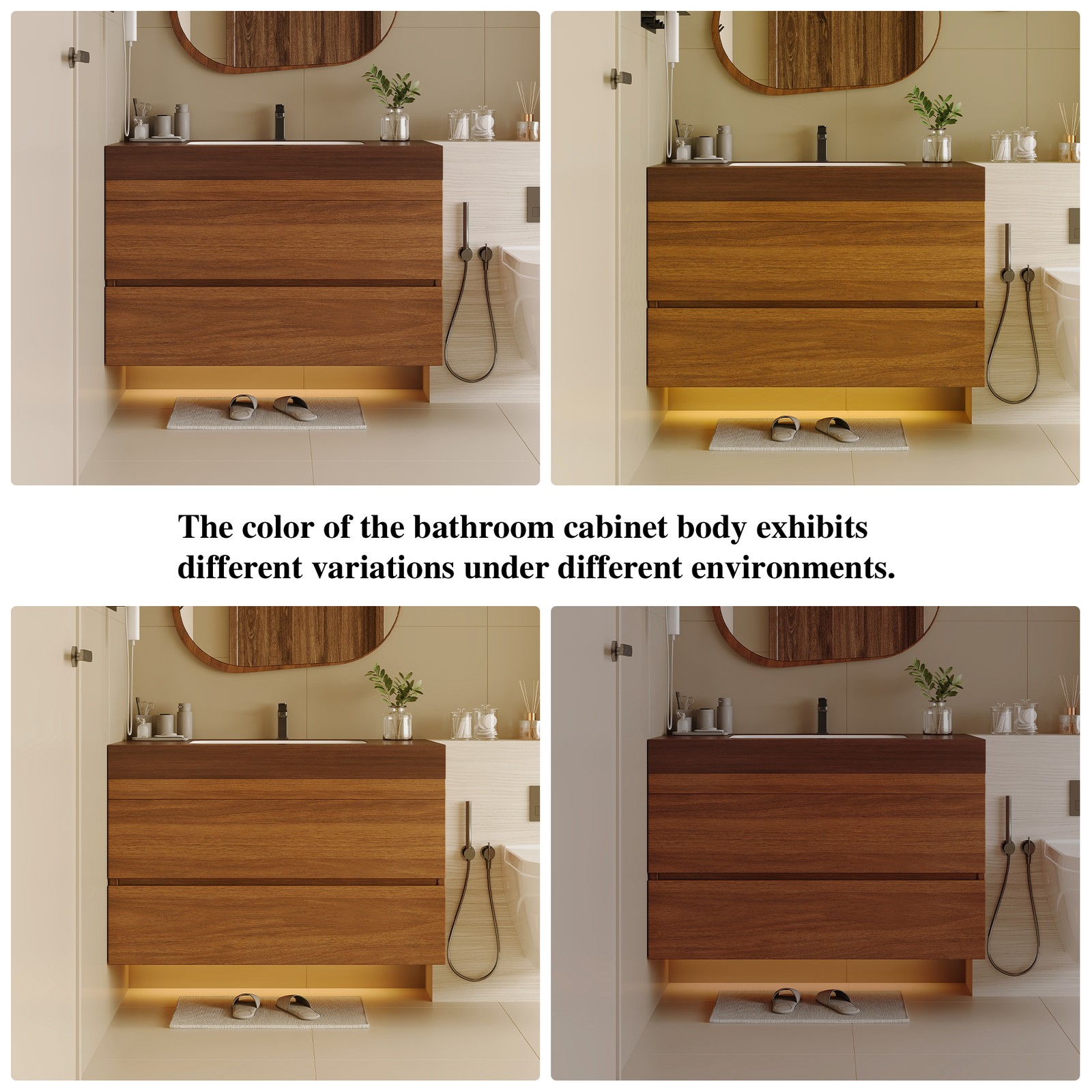 29.9″ Floating Bathroom Vanity with Marble Top and Ceramic Sink