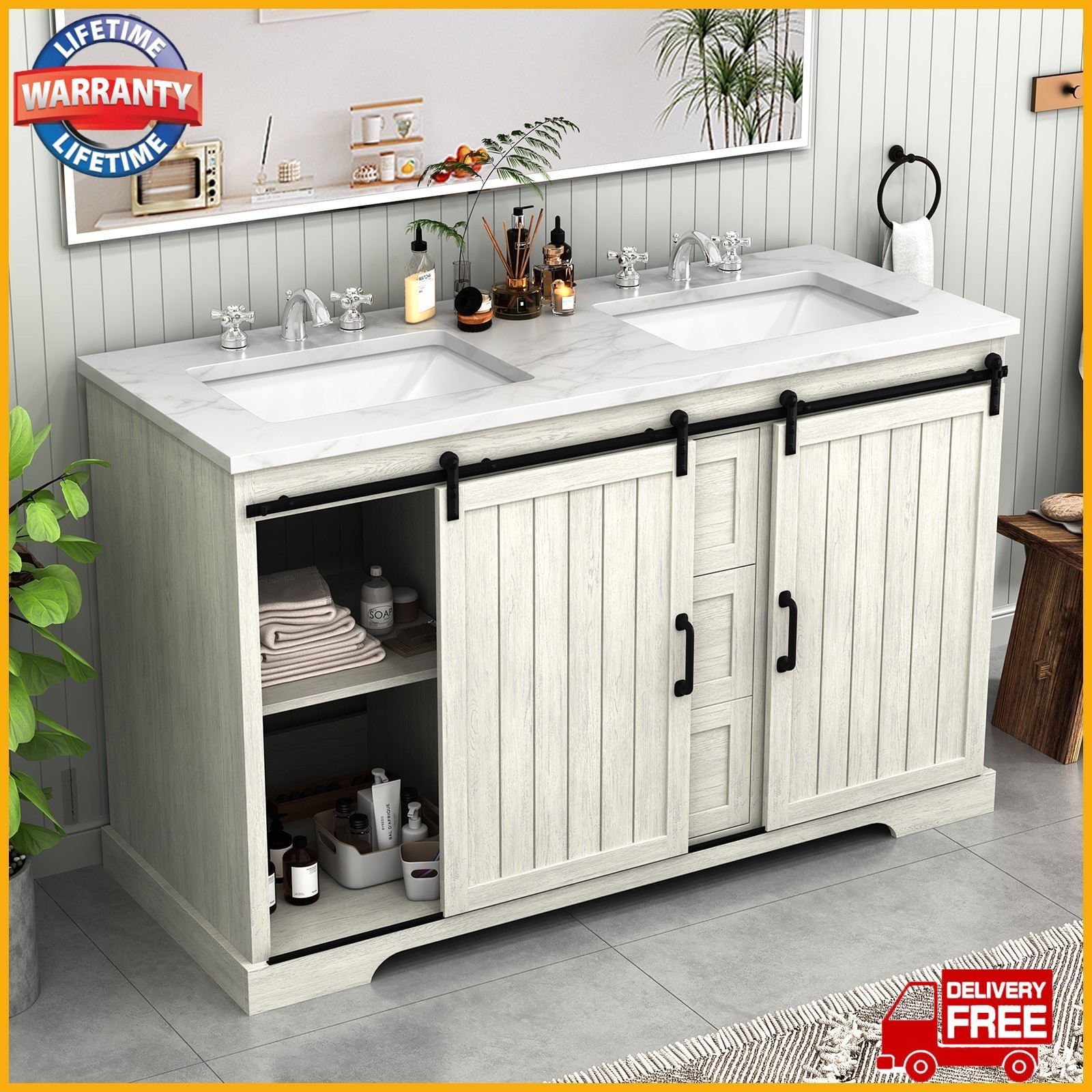 47″ Bathroom Vanity with Sink Combo Freestanding Bath Storage Cabinet w/ Drawers