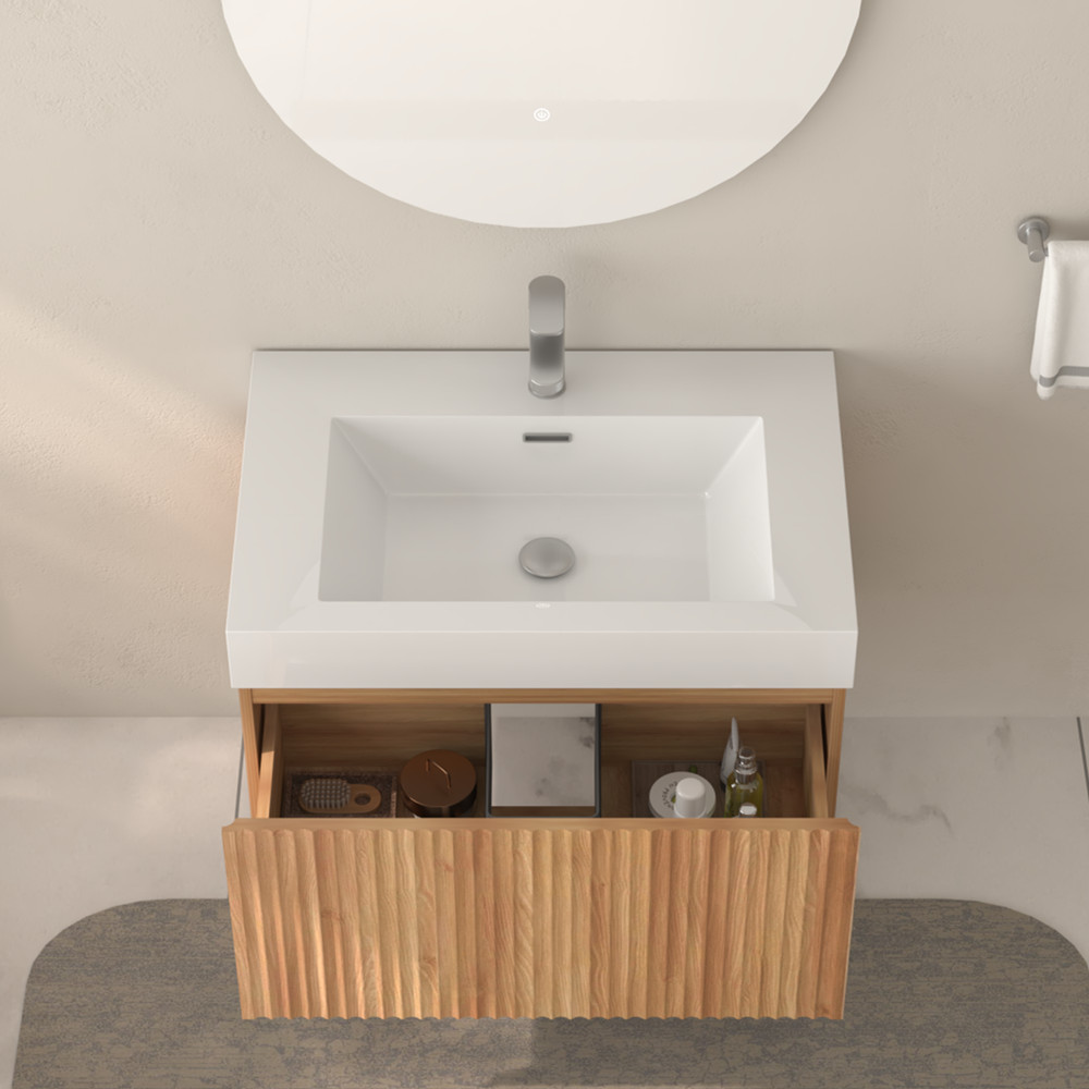 24″ 30″Wall Mounted Bathroom Vanity with Sink, Floating Vanity Cabinet, Drawer