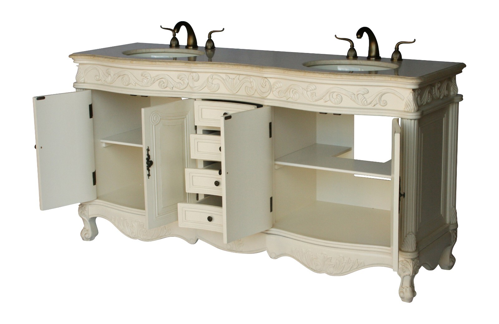 68-Inch Antique Style Double Sink Bathroom Vanity Model 2917-68 261