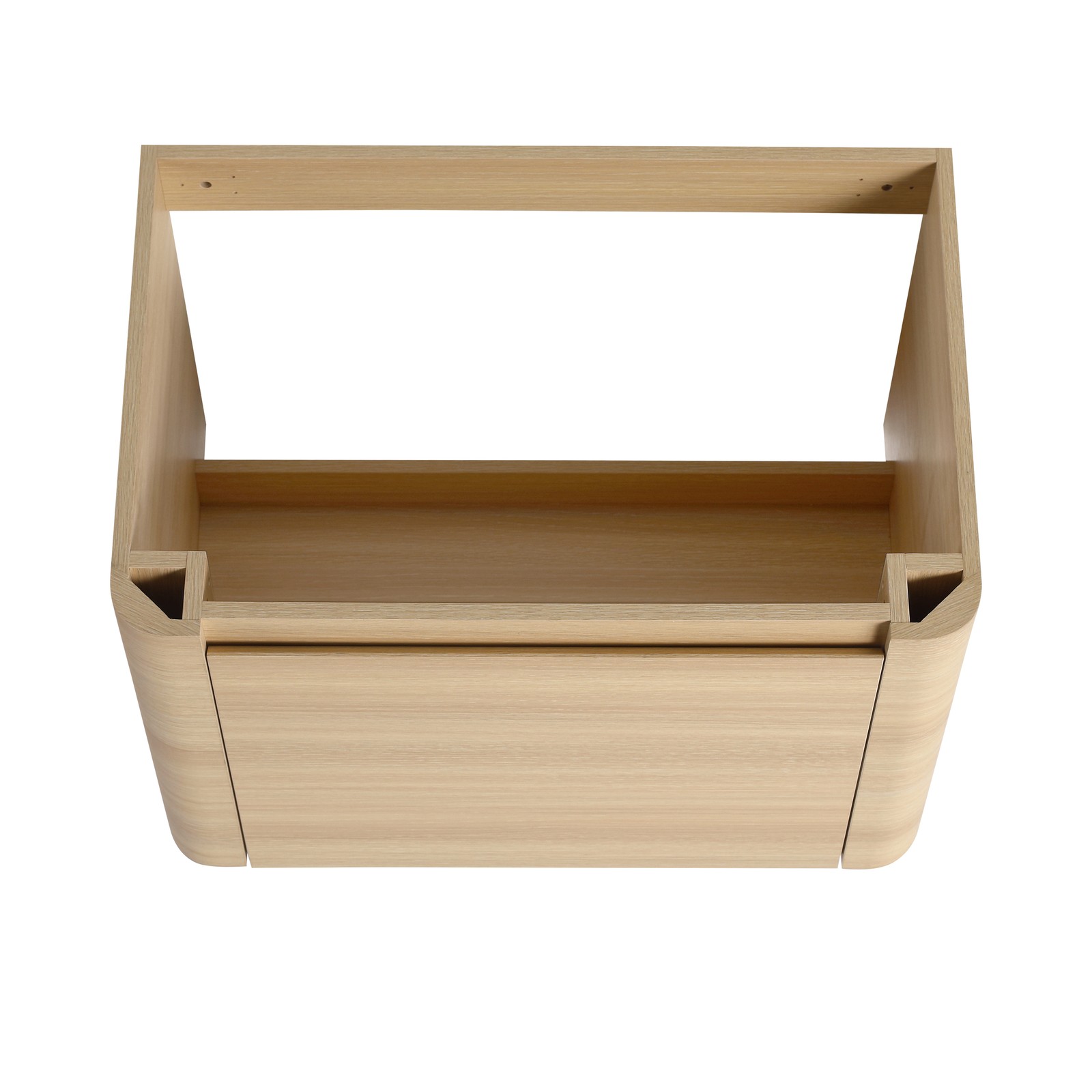 68in Plywood Wall-Mounted Bathroom Vanity W/ 2x White Ceramic Sink and Shelves