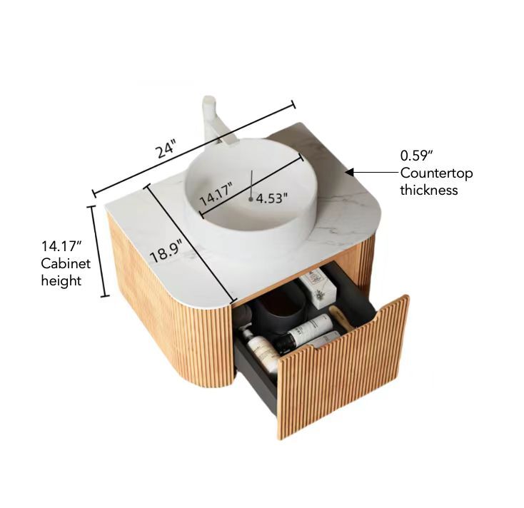 24″ 30″ 36″ Wall Mounted Bathroom Vanity w/Sink, Floating Vanity Cabinet, Drawer