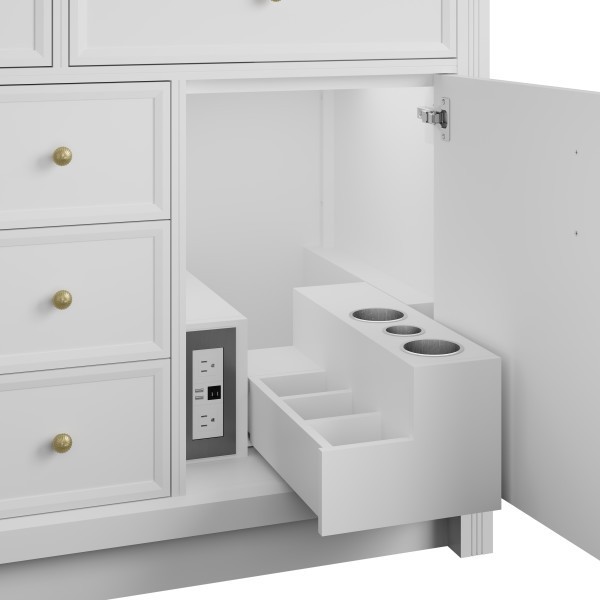 120″ James Martin Bellshire 660-VMC120-BW-3WZ Dual Vanity Cabinet White Zeus Top