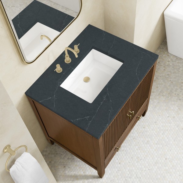 30″ James Martin Myrrin 485-V30-WLT-3CSP Vanity Cabinet Charcoal Soapstone Top
