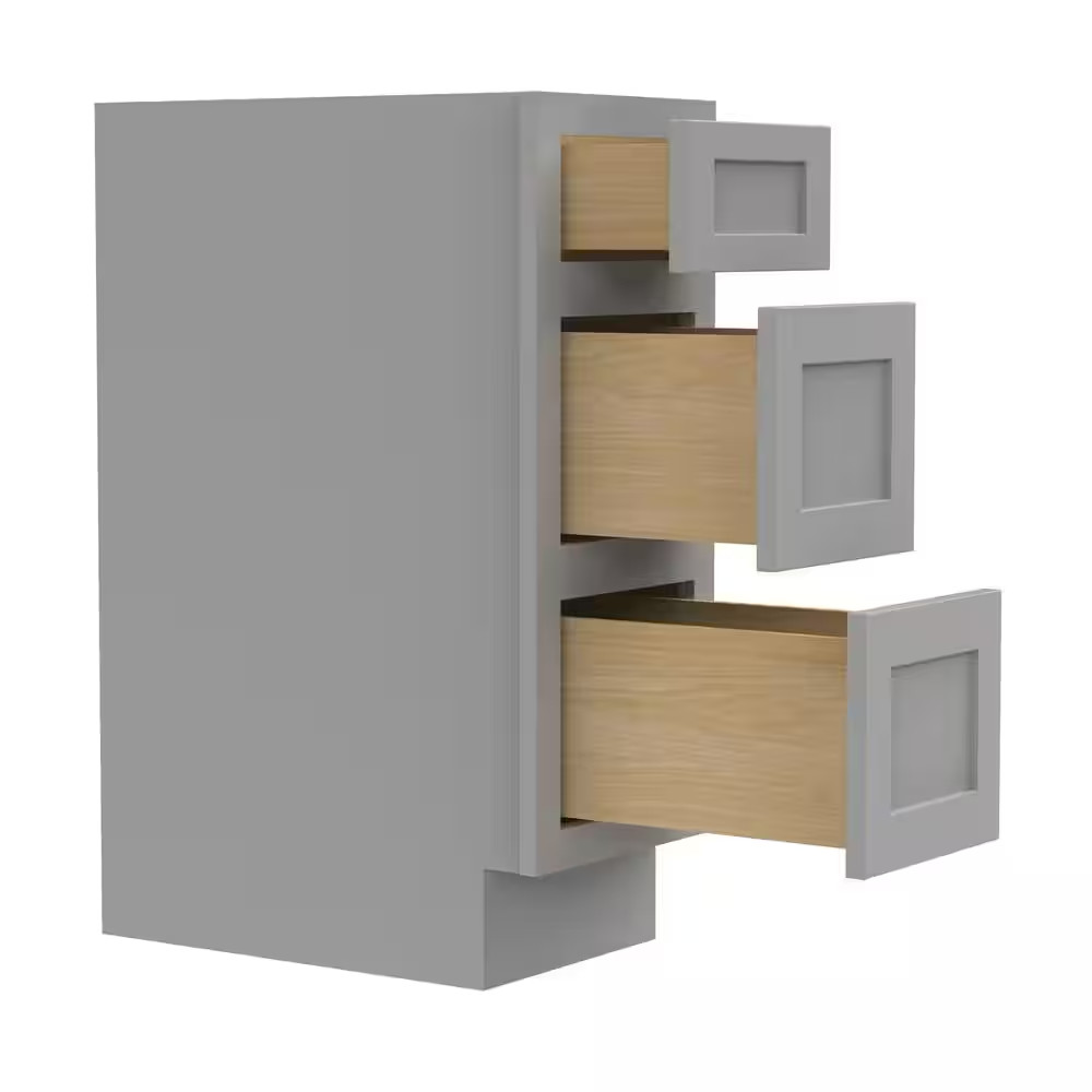 12 In. W X 21 In. D X 32.5 In. H 3-Drawers Bath Vanity Cabinet Only in Gray (Una