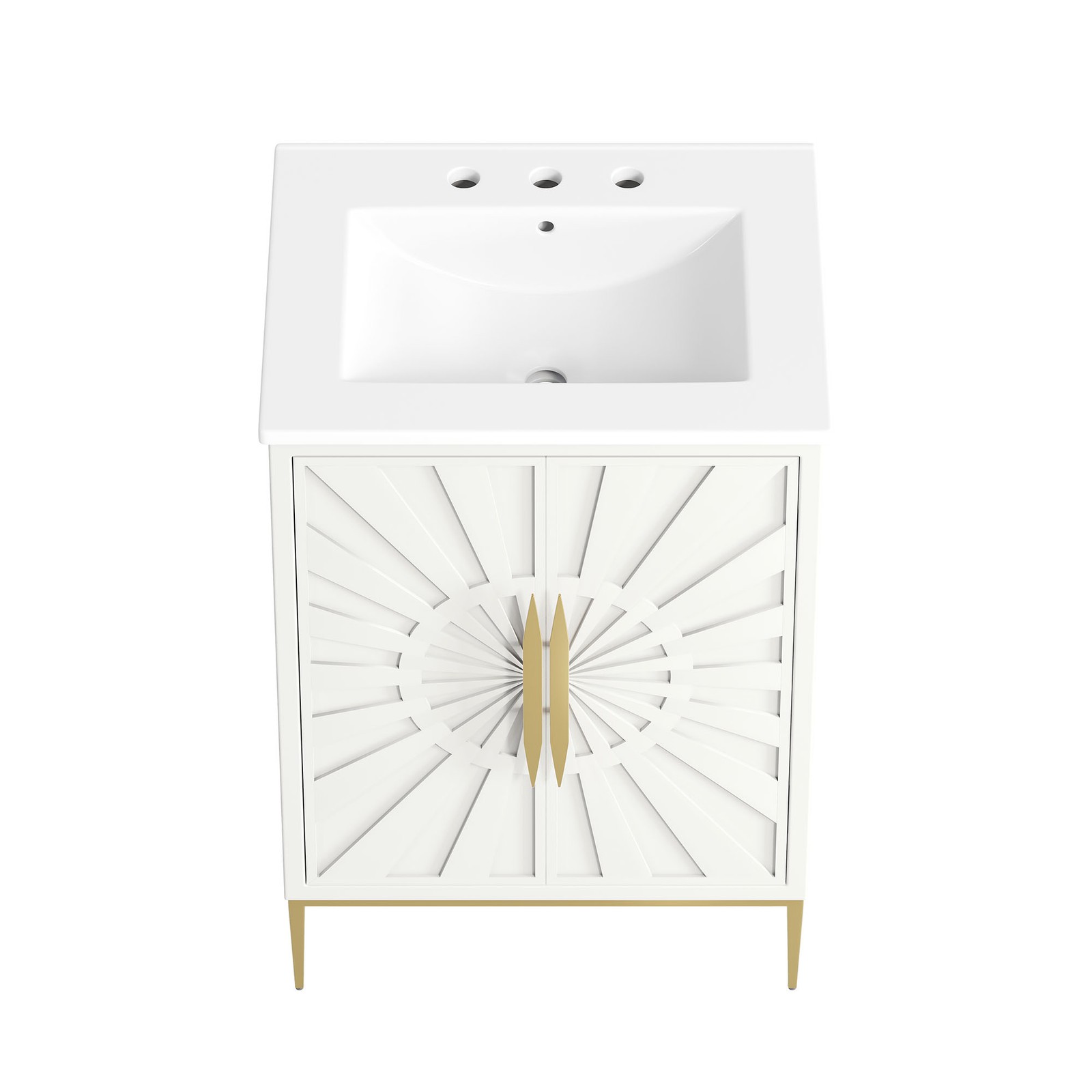 Modway Awaken 24″ Bathroom Vanity in White White With Ceramic Sink Basin