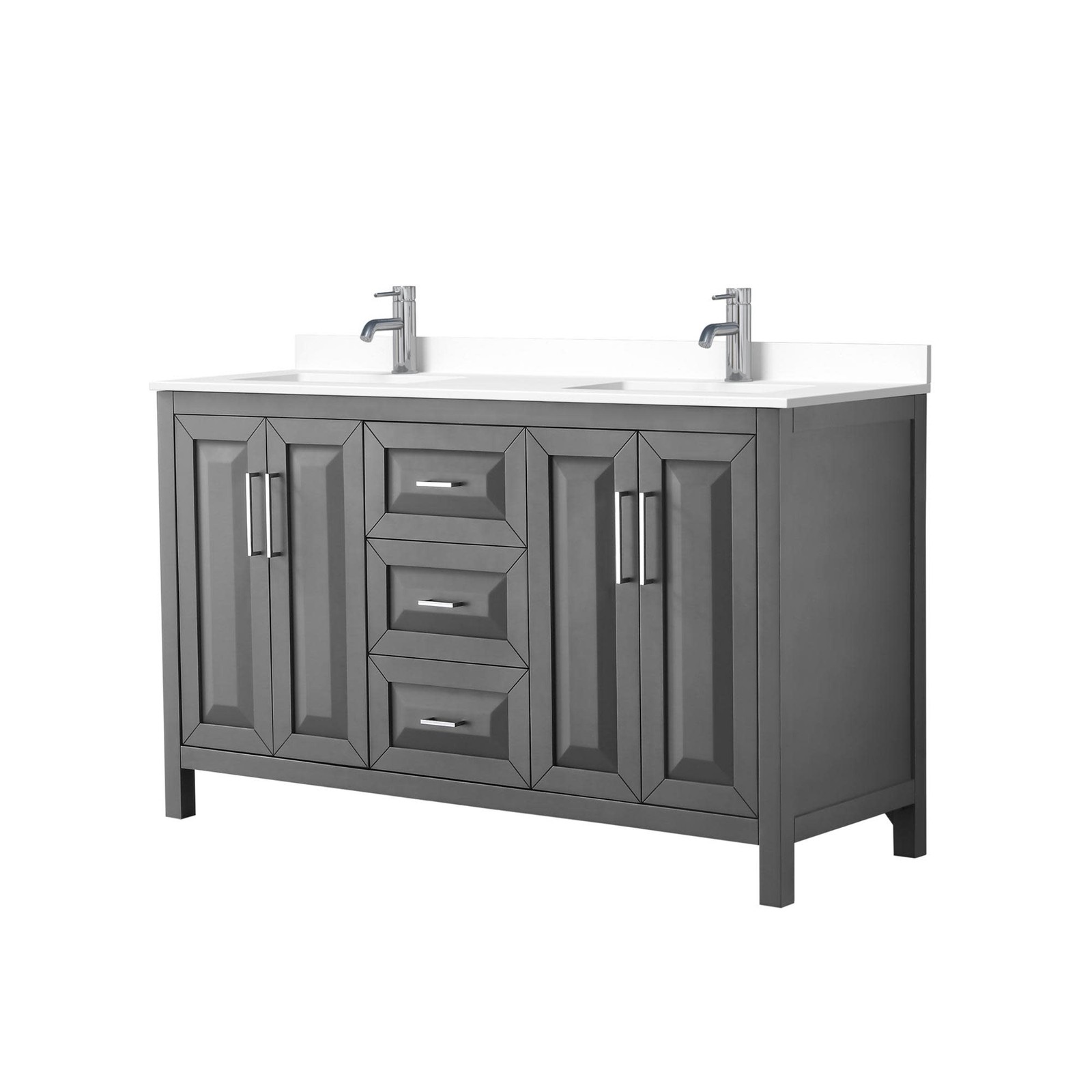 Wyndham Collection WCV252560D-VCA-MXX Daria 60″ – Dark Gray / White Cultured