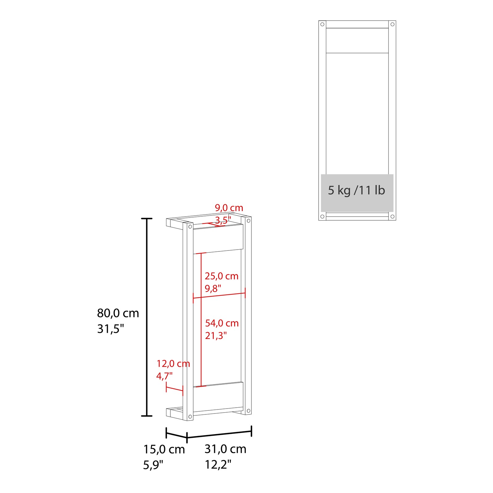 Wall Tower Rack 31.5″ H, Natural Oak – Bathroom