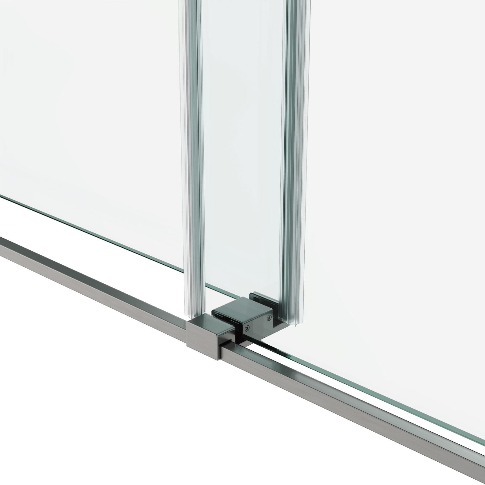 72x60in Frameless Sliding Shower Door, Brushed Nickel, 3/8in Tempered Glass