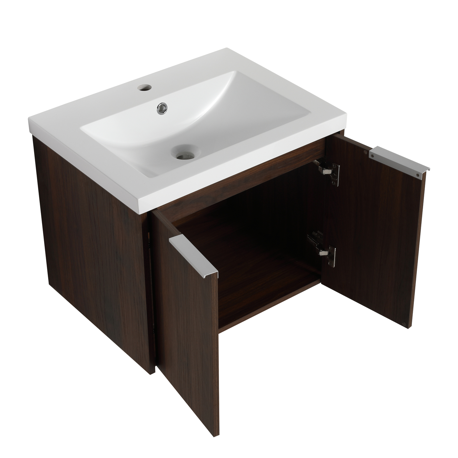 Bathroom Vanity with Sink Wall Mounted Wood Vanity and Resin Sink with 2 Doors