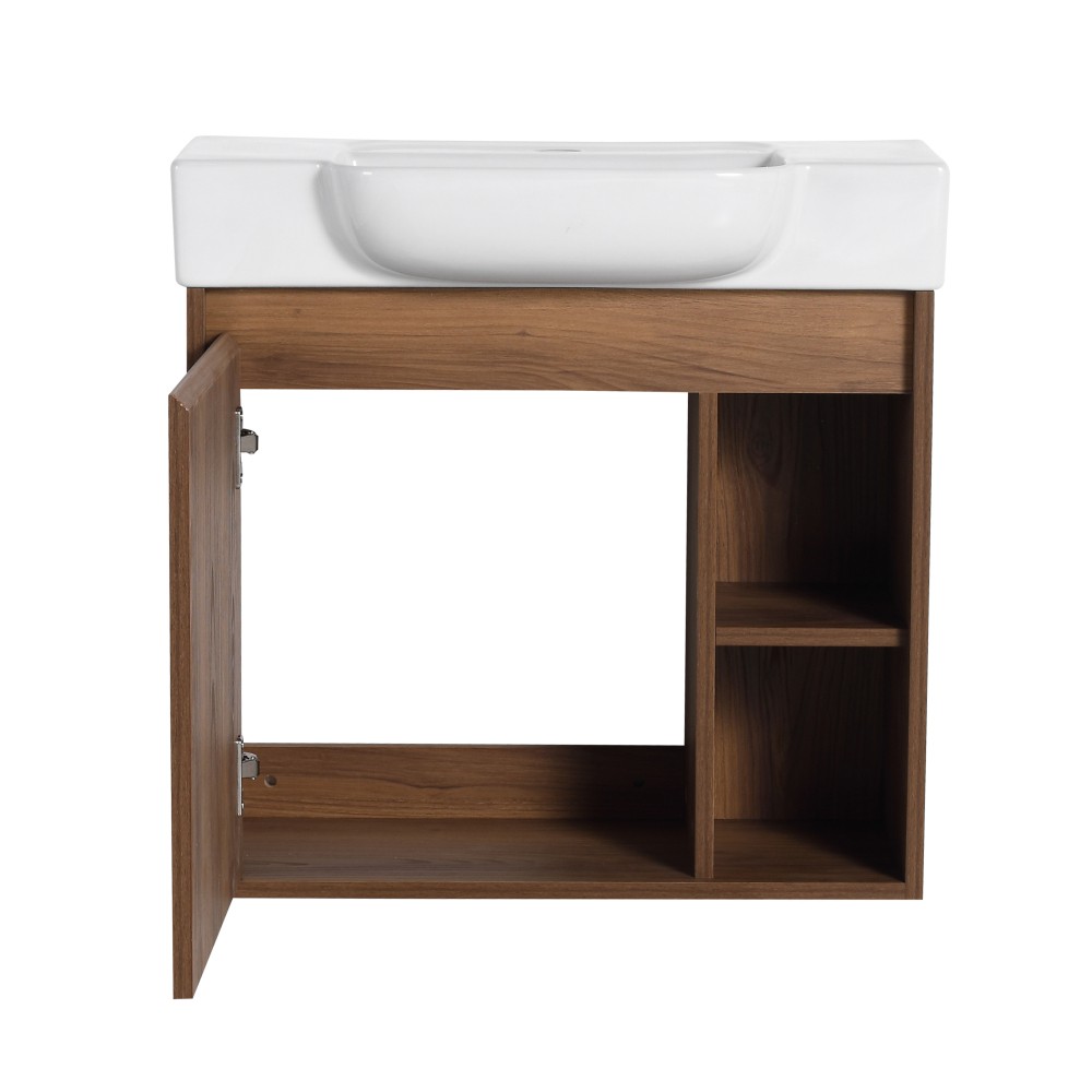 24” Wall-Mounted Bathroom Vanity with White Ceramic Sink & Soft-Close Door