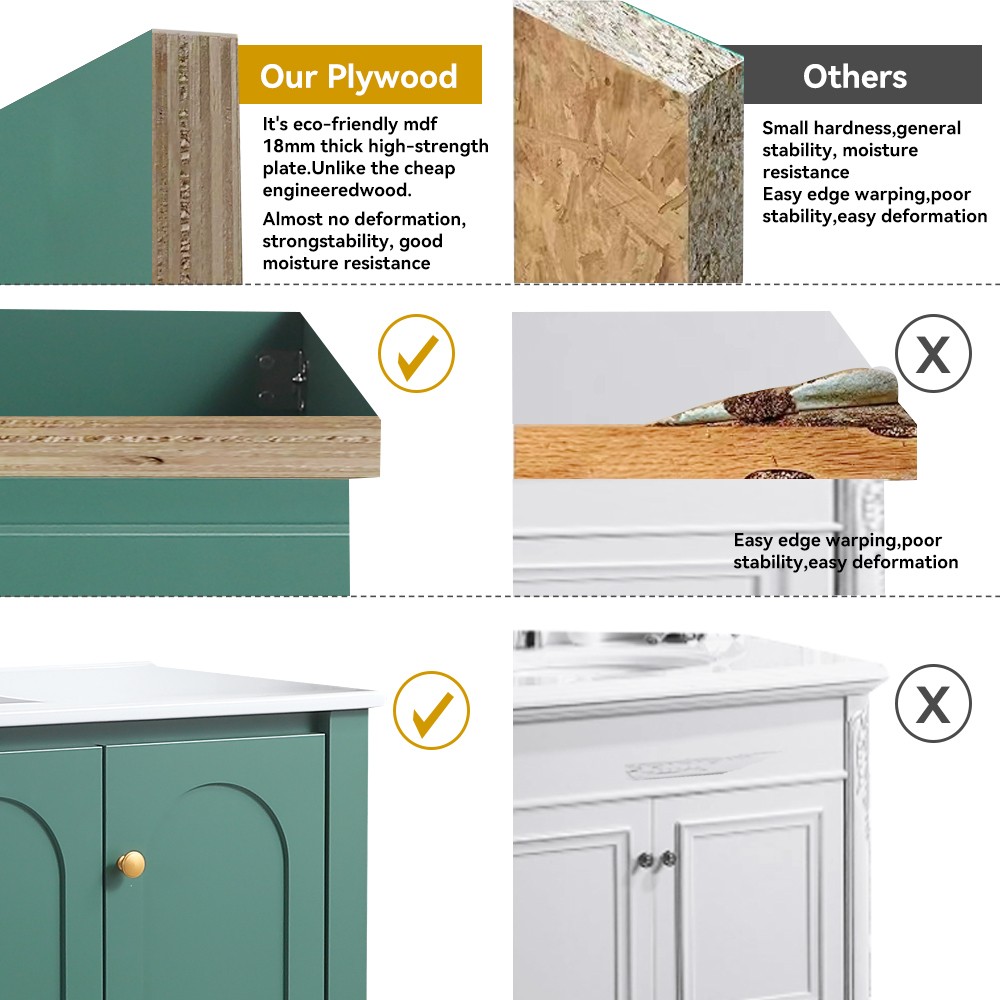 48″ Bathroom Vanity w/ Ceramic Sink – 4 Soft Close Door 2 Drawer Storage Cabinet