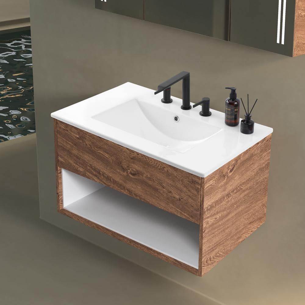 JONATHAN Y 30″ W x 18.25″ D Classic Rectangular Ceramic Sink Vanity Top White