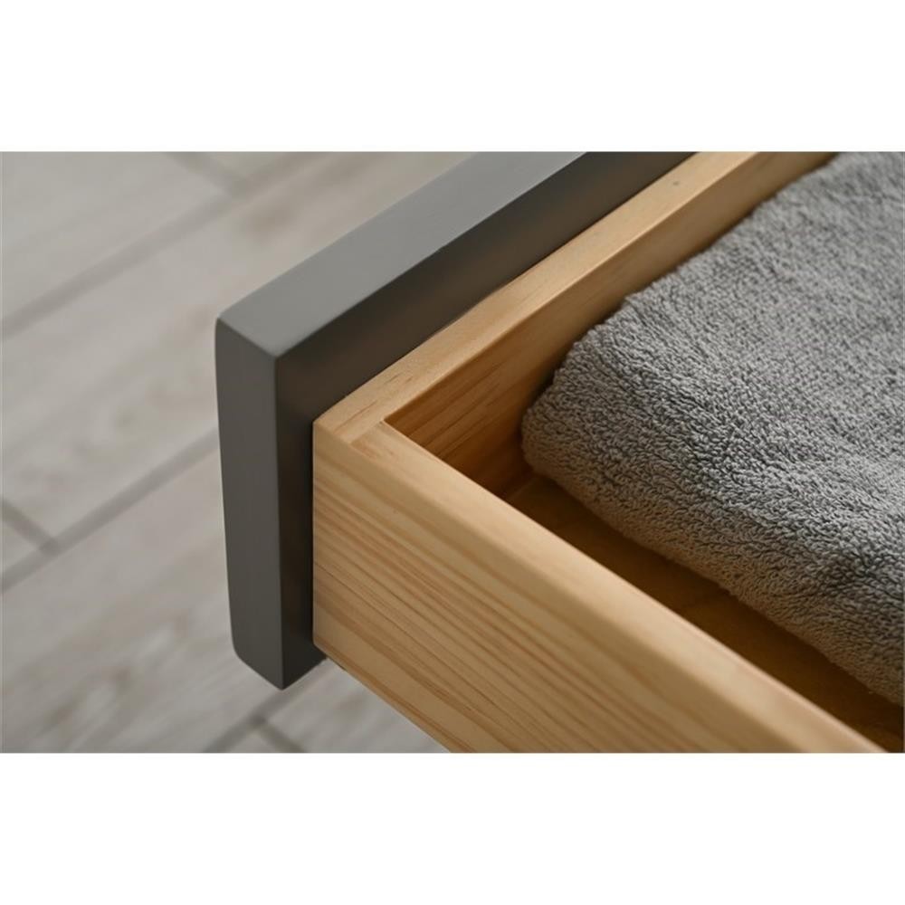 Pemberly Row Transitional 48″ Solid Birch Hardwood Single Vanity in Gray