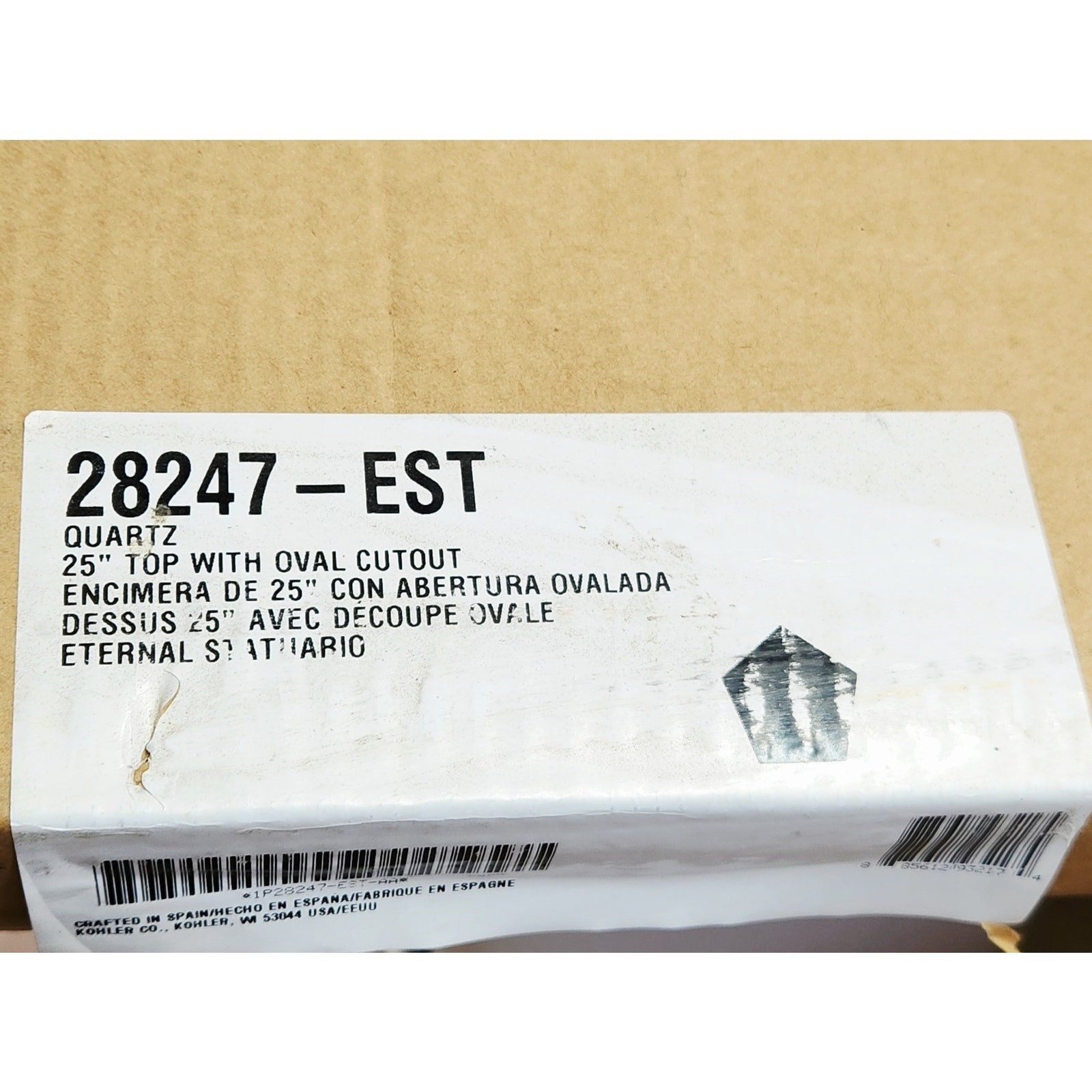 Kohler 28247-EST Silestone Quartz 25″ Vanity Top Oval Cutout – ET Statuario