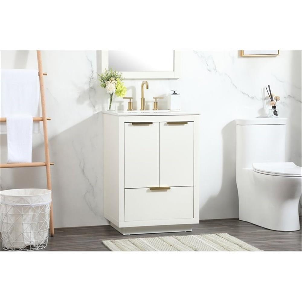 Elegant Decor Blake 24″ Aluminum Alloy MDF Single Bathroom Vanity in White