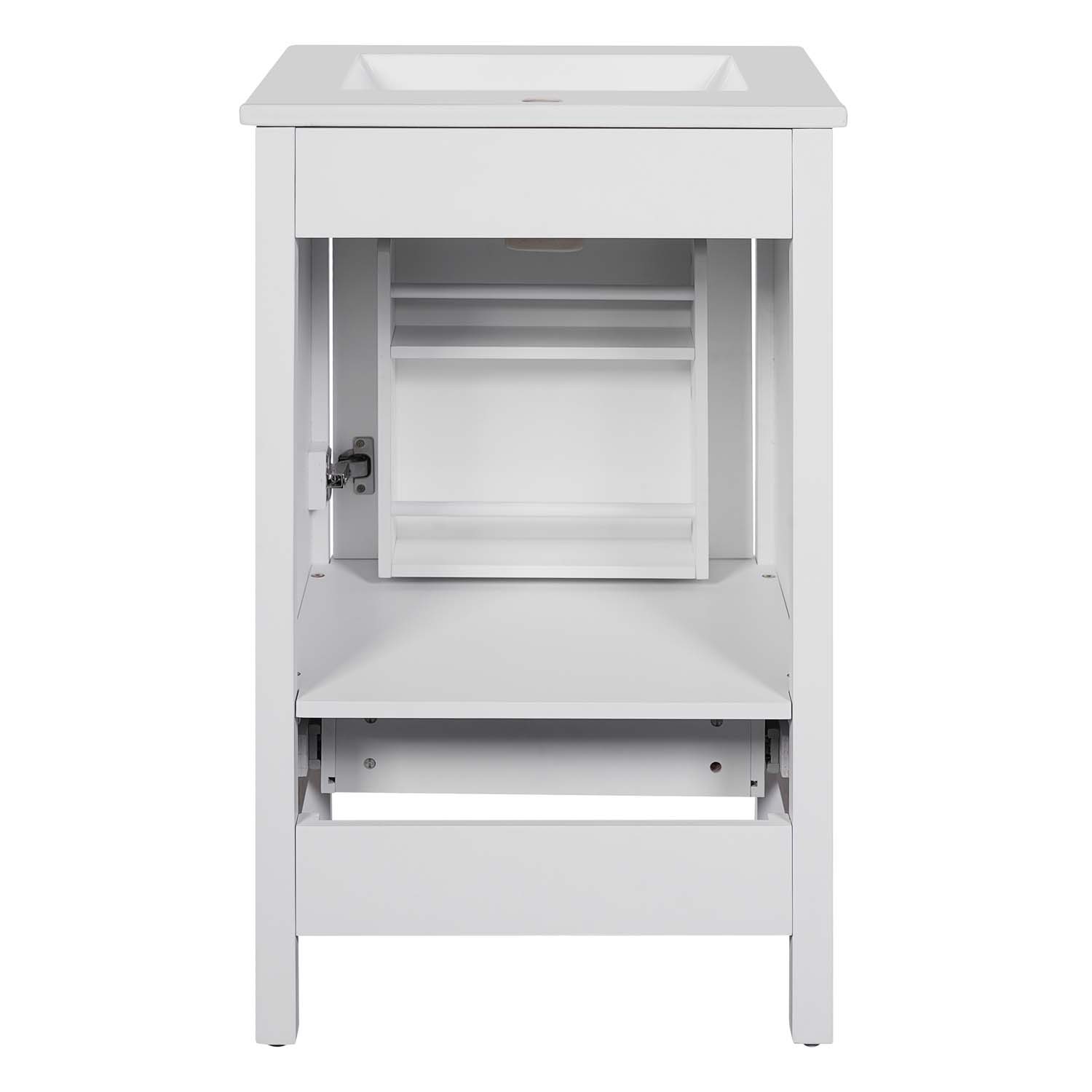 20″ Small Bathroom Vanity Ceramic Sink Combo Soft Close Storage Cabinet White