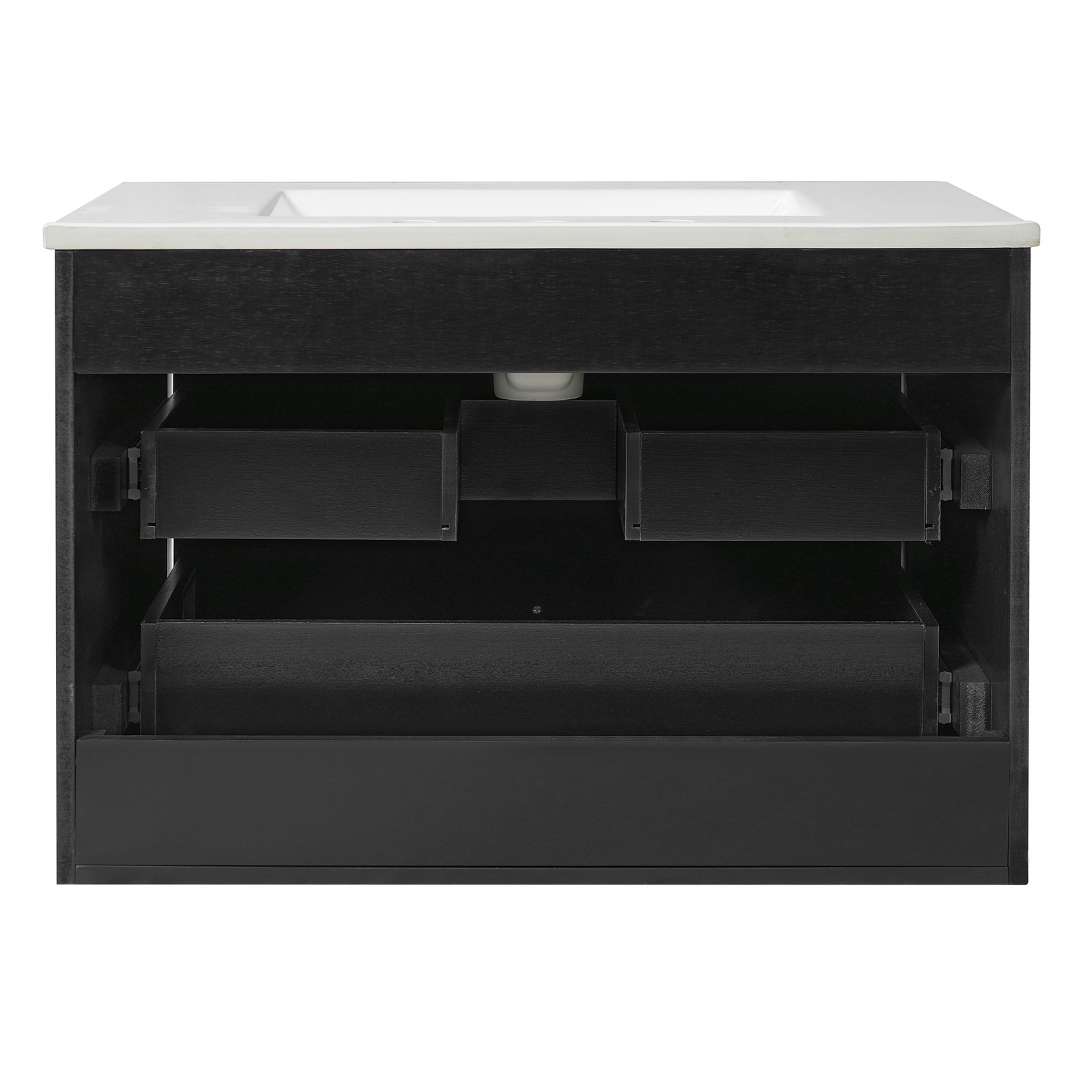 30″ Modern Bathroom Cabinet Floating Bathroom Vanity w/Oval Knobs & Round Edge