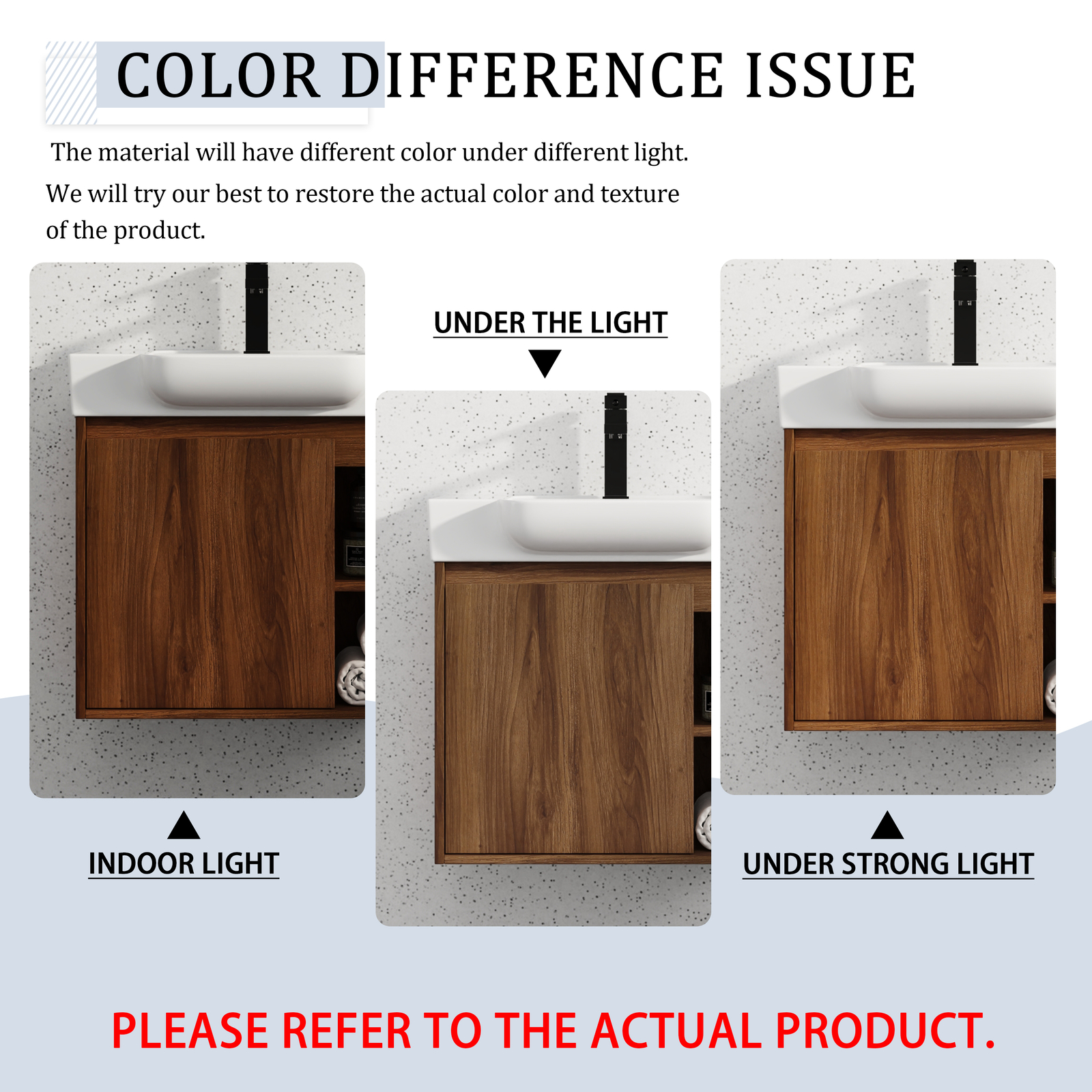 24in Plywood Wall-Mounted Bathroom Vanity W/ Ceramic Sink Basin and Shelf Brown