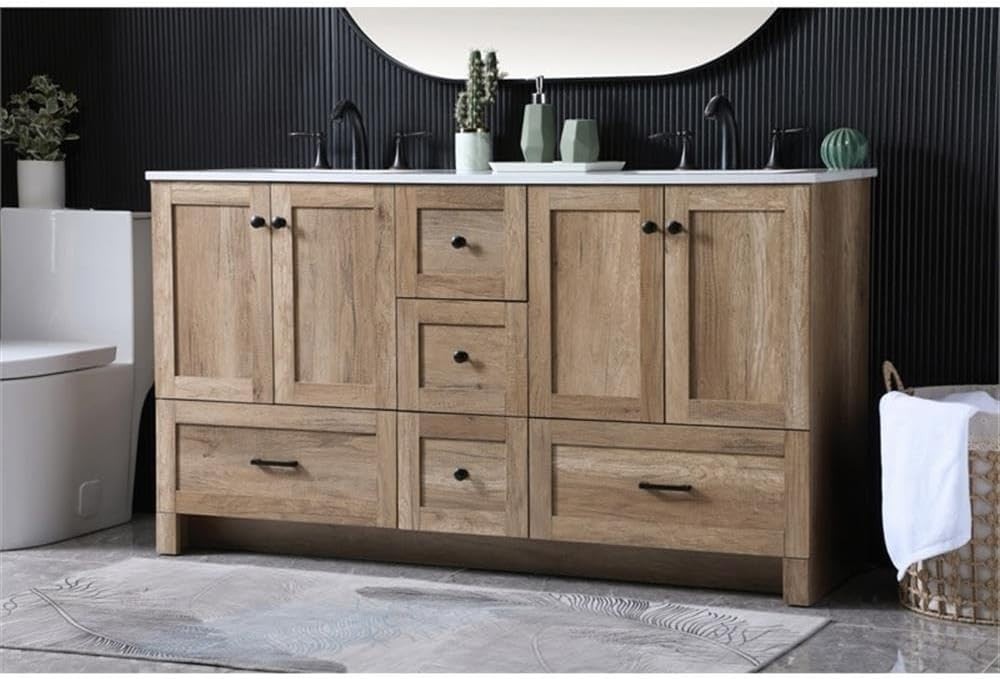 Elegant Lighting – VF2860DNT – 60 Inch Double Bathroom Vanity In Natural Oak