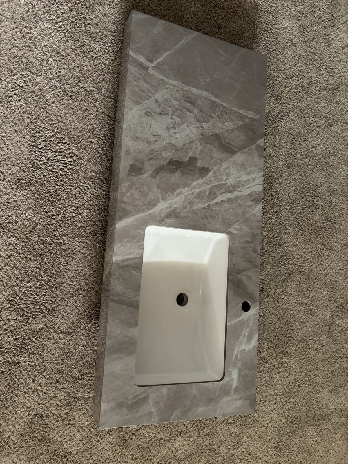 46.7” Bathroom countertop Integrated Ceramic Sink Gray Marble Look Countertop
