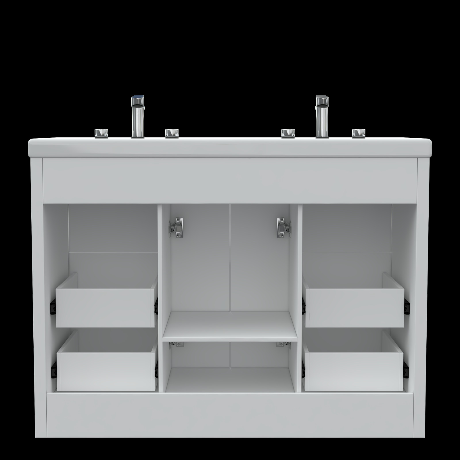 47″ Bathroom Double Sink Vanity Cabinet Ceramic Vessel Sink 6-Drawer Cabinet