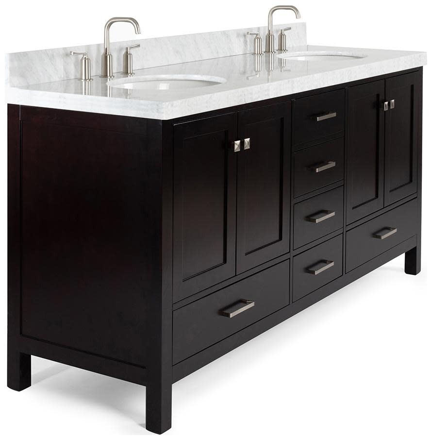 Ariel A072DCW5OVO Cambridge 72″ – Espresso / Italian Carrara Marble Top /