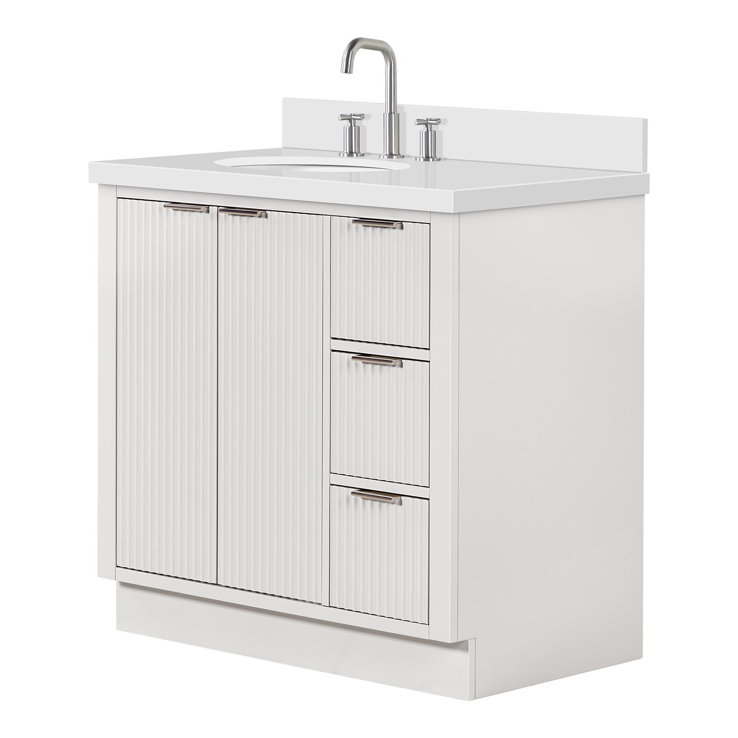 Ariel P37LWQOVO Milan 37″ – Warm White / Pure White Quartz Top / Brushed Nickel