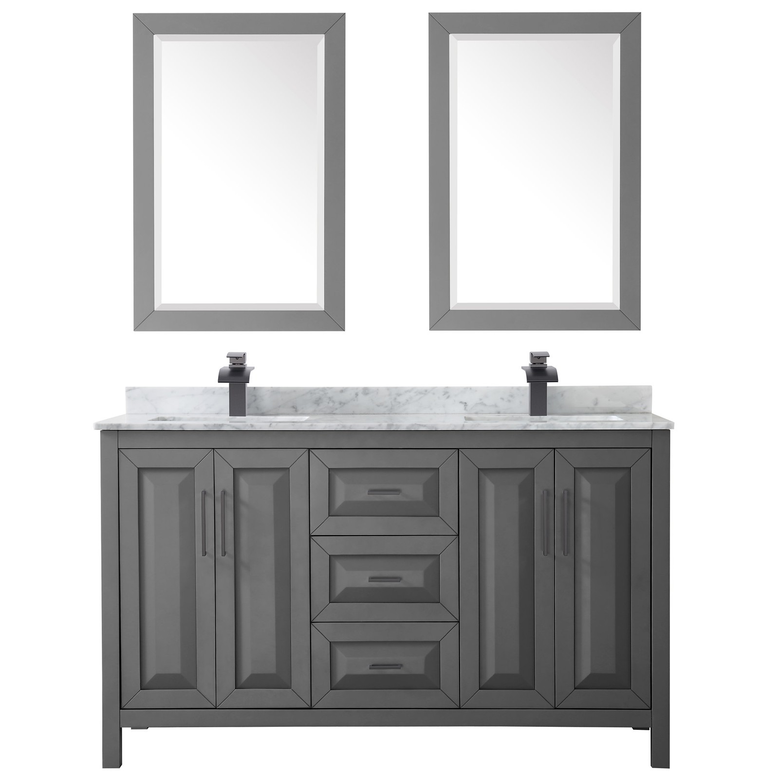 Wyndham Collection WCV252560DUNSM24 Daria 60″ – Dark Gray / White Carrara Marble