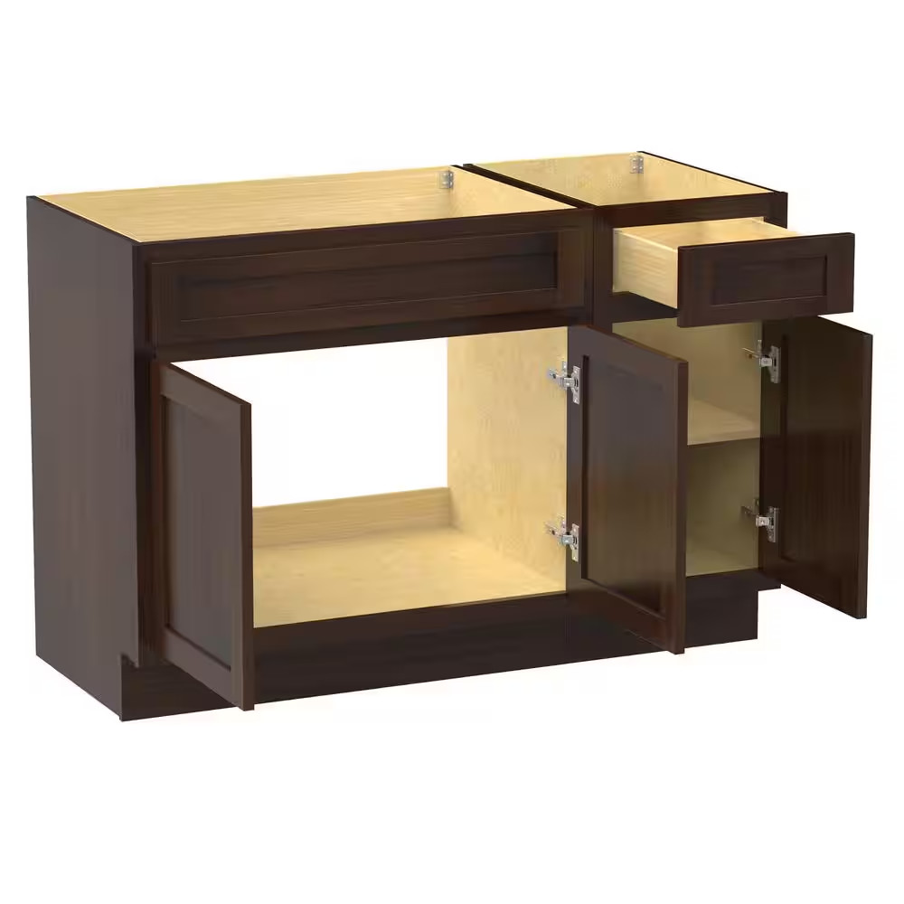 45 In. W X 21 In. D X 32.5 In. H Bath Vanity Cabinet without Top in Brown (Unass