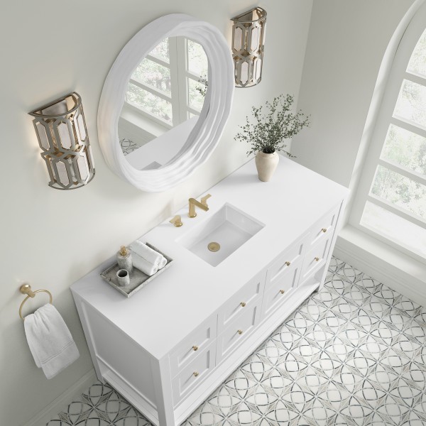 60″ James Martin Breckenridge 330-V60S-BW-3WZ Vanity Cabinet White Zeus Top