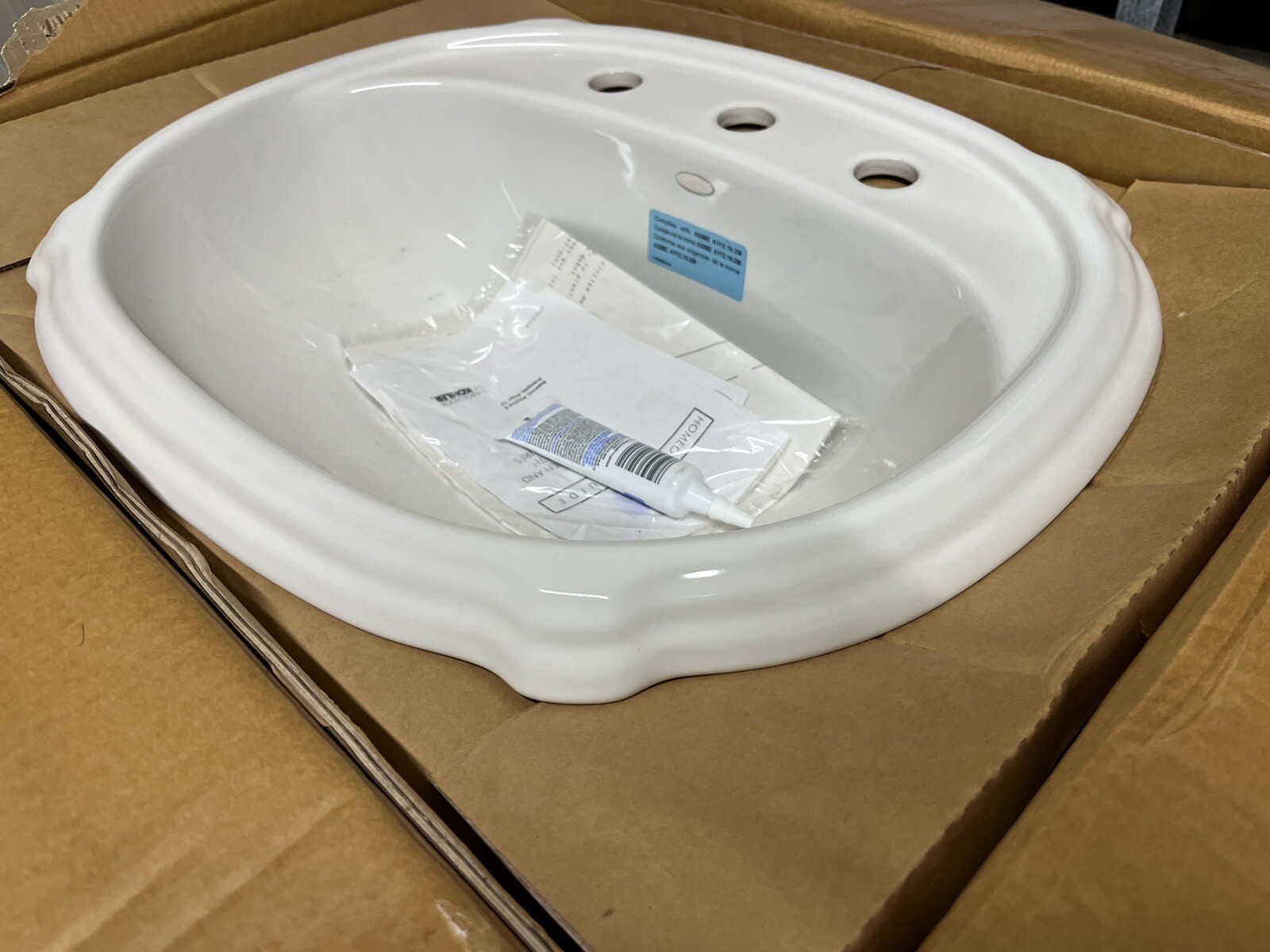 Kohler K-2189-8-0 Portrait Self-Rimming Bathroom Sink, white, NEW