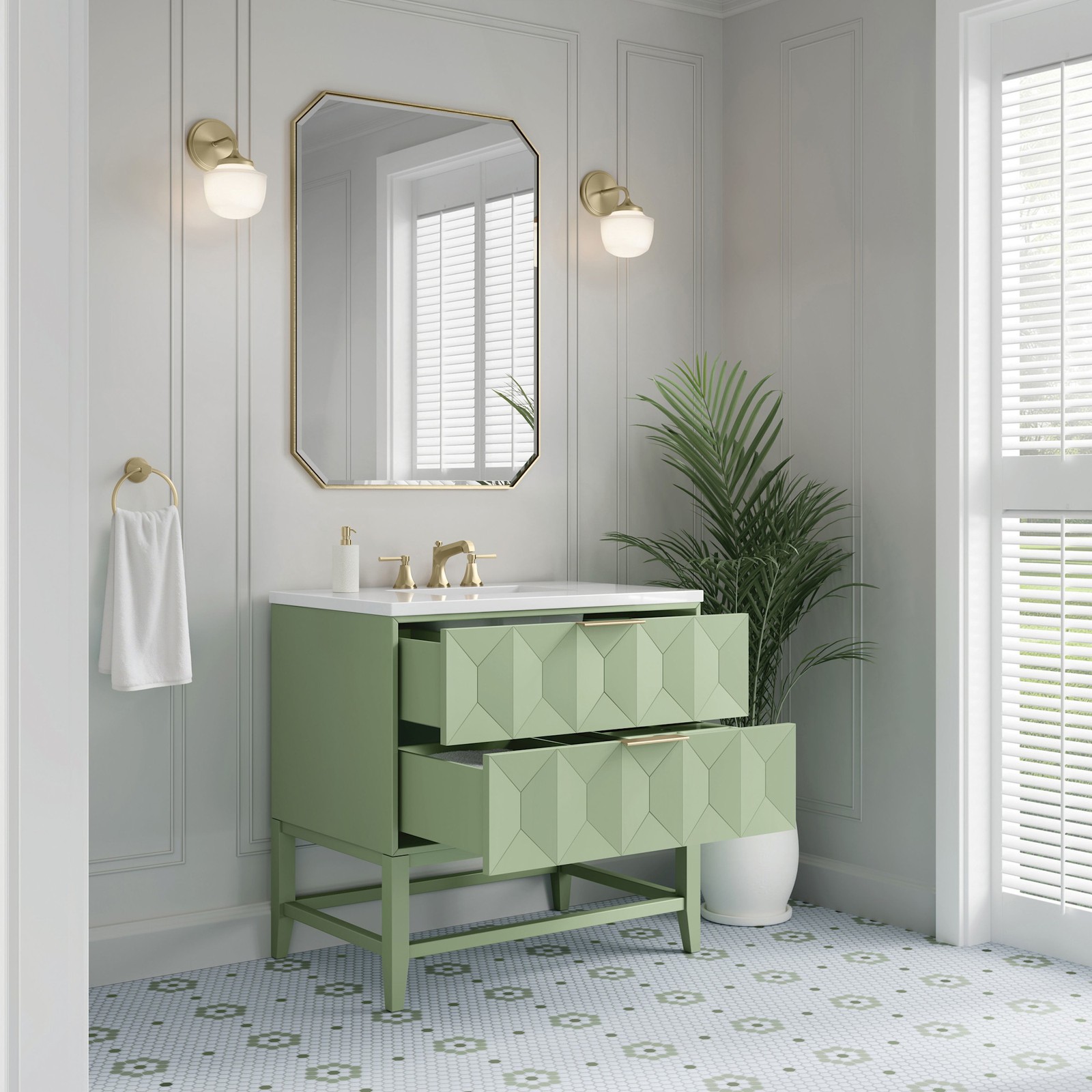 James Martin Vanities D100-V36-3WZ Emmeline 36″ – Pebble Oak / White Zeus