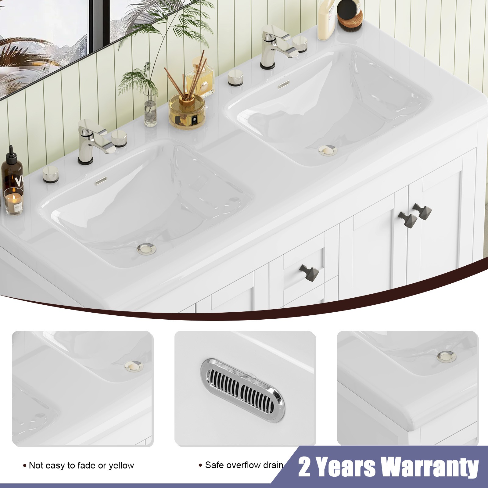 47inch Bathroom Vanity Bathroom Storage Cabinet With Double Ceramic Sink