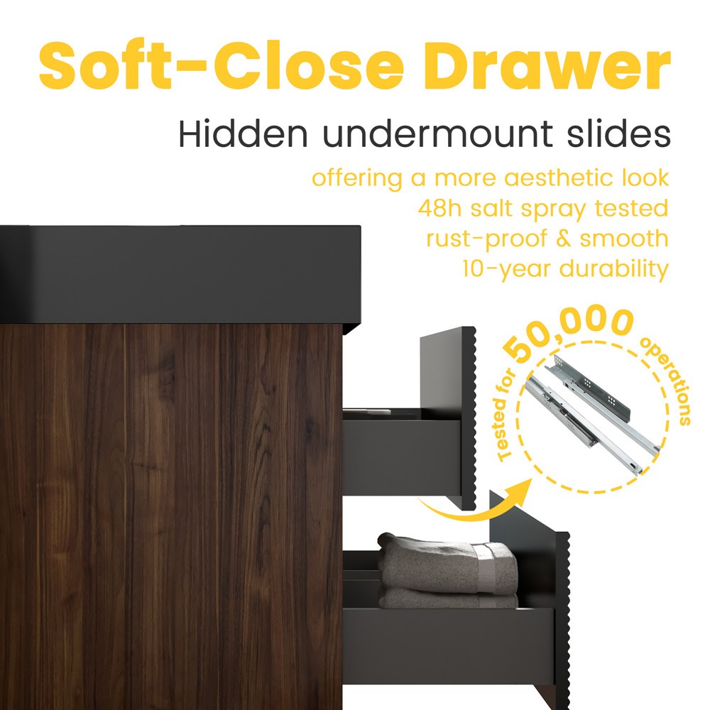 24″ 30″ Wall Mounted Bathroom Vanity with Sink,2 Drawers,Floating Vanity Cabinet