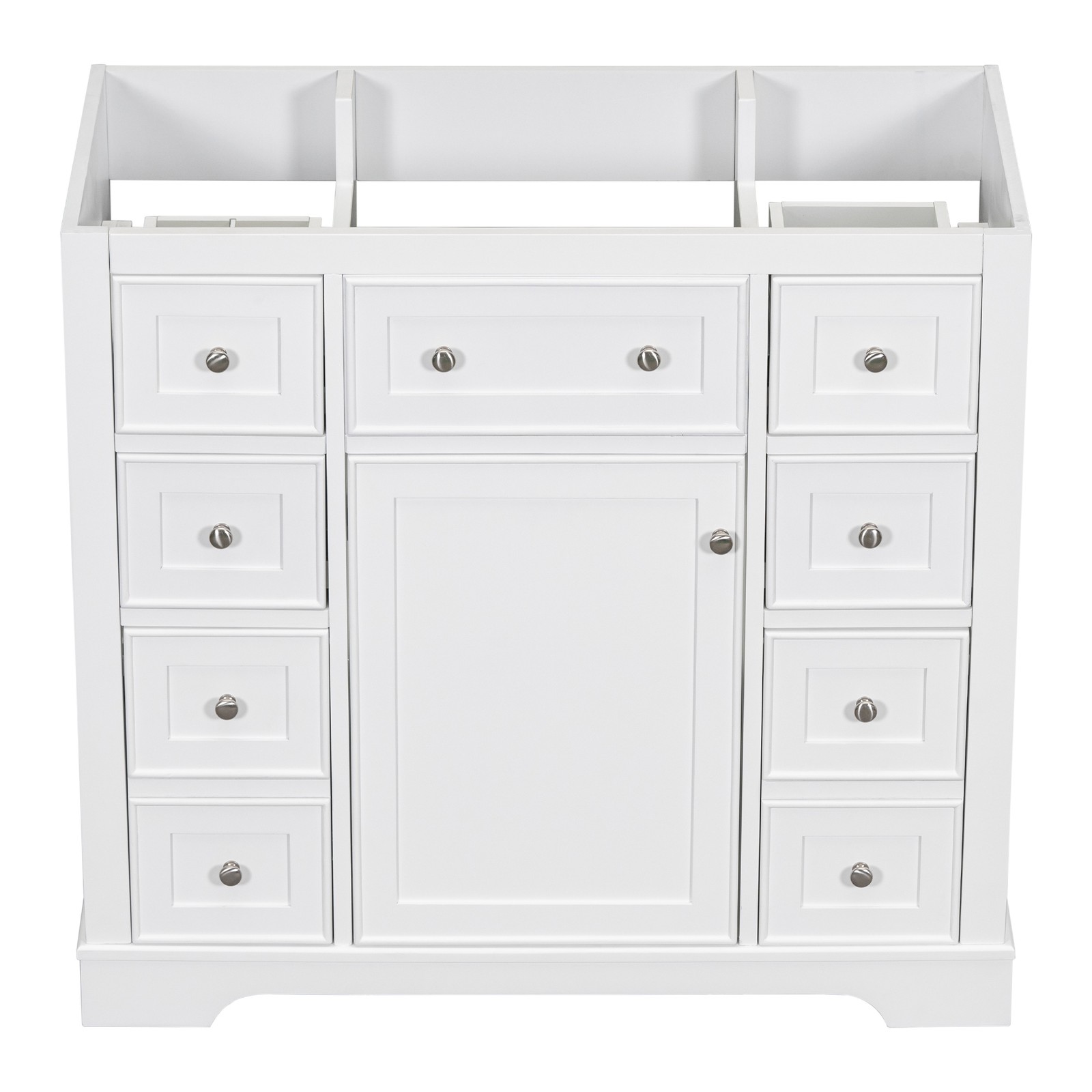36″ White Bathroom Vanity Cabinet Base with 6 Drawers