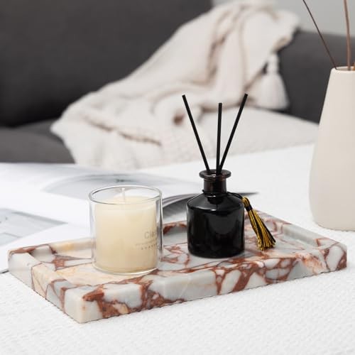 Deep Red Marble Rectangular Tray 10×6 Inch – Bathroom & Calacatta Red – 1 Pack