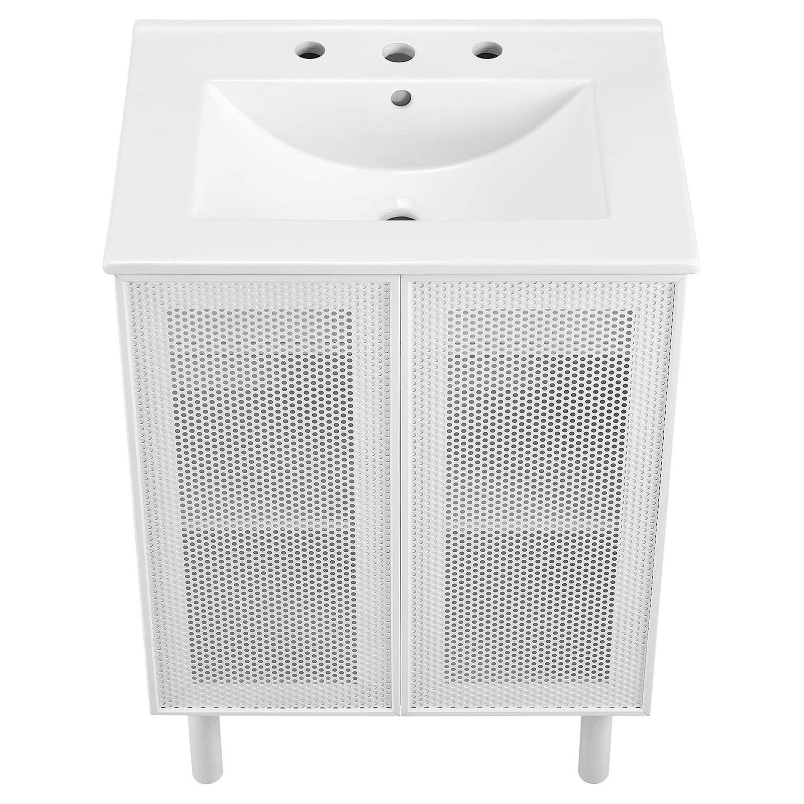Calla 24″ Perforated Metal Bathroom Vanity in White White