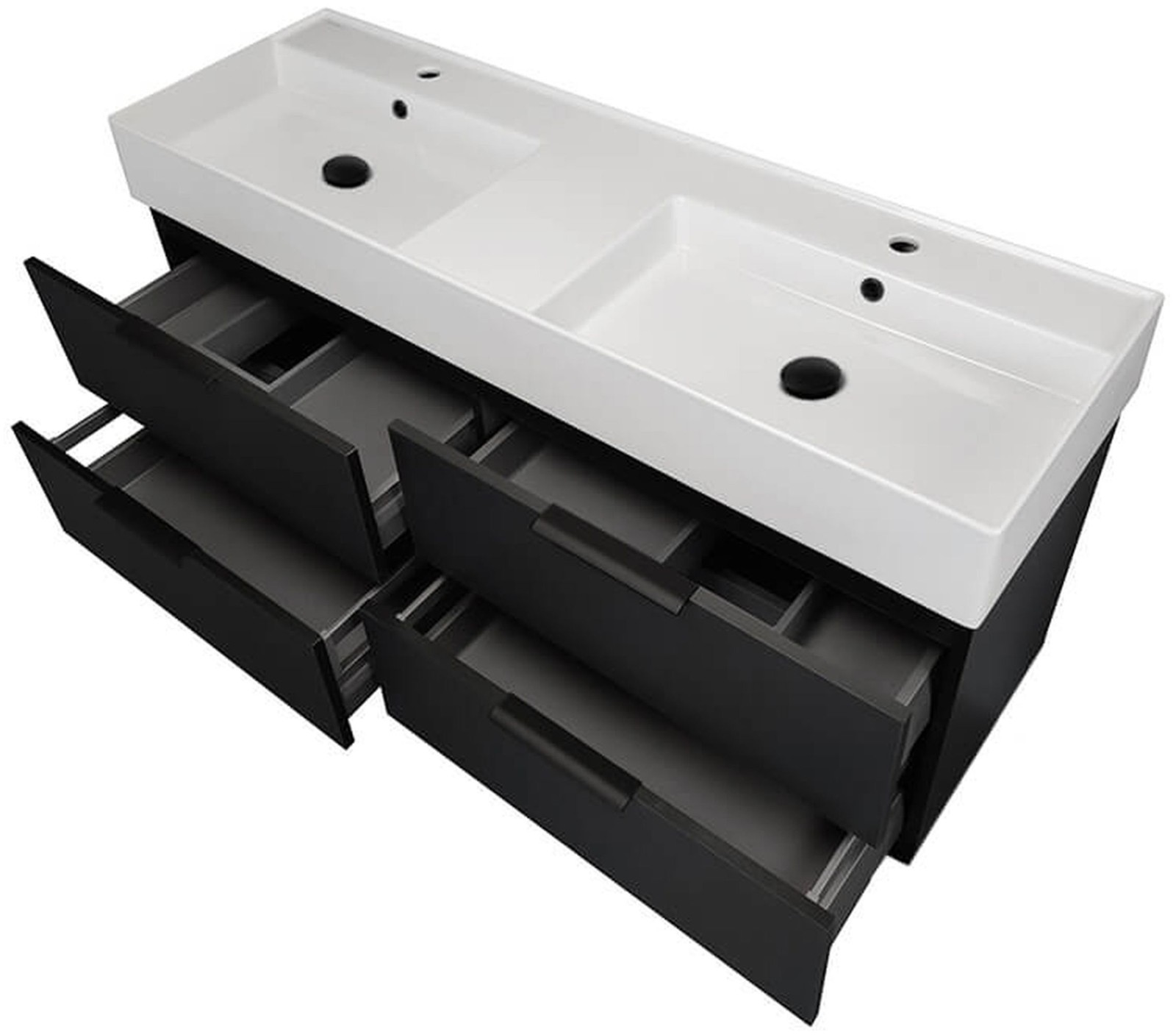Nameeks Derin-5618-W-2 Derin 54″ Wall Mounted Double Basin Vanity – Black