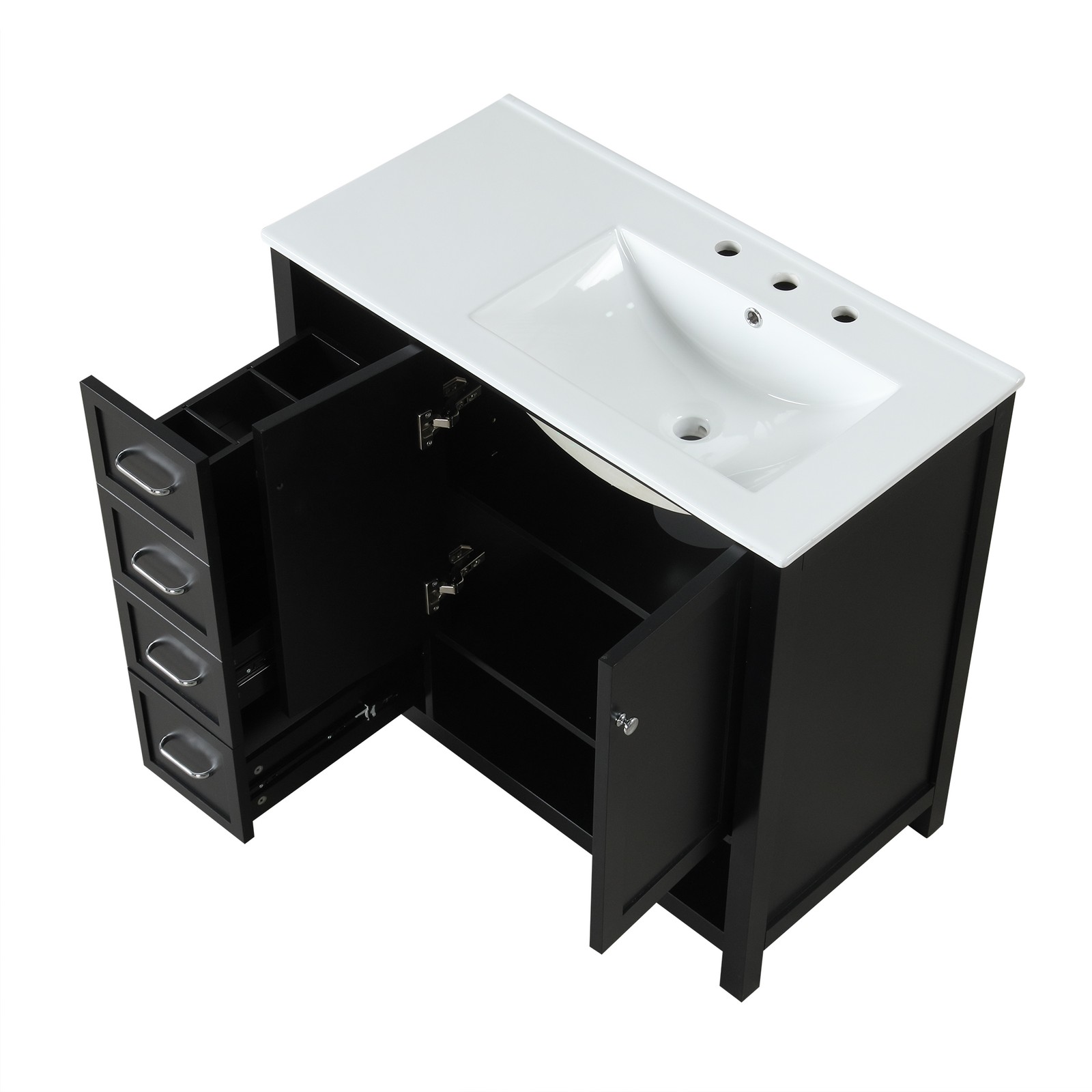 36″ Bathroom Vanity with Sink Top, Cabinet, Two Doors & Two Drawers