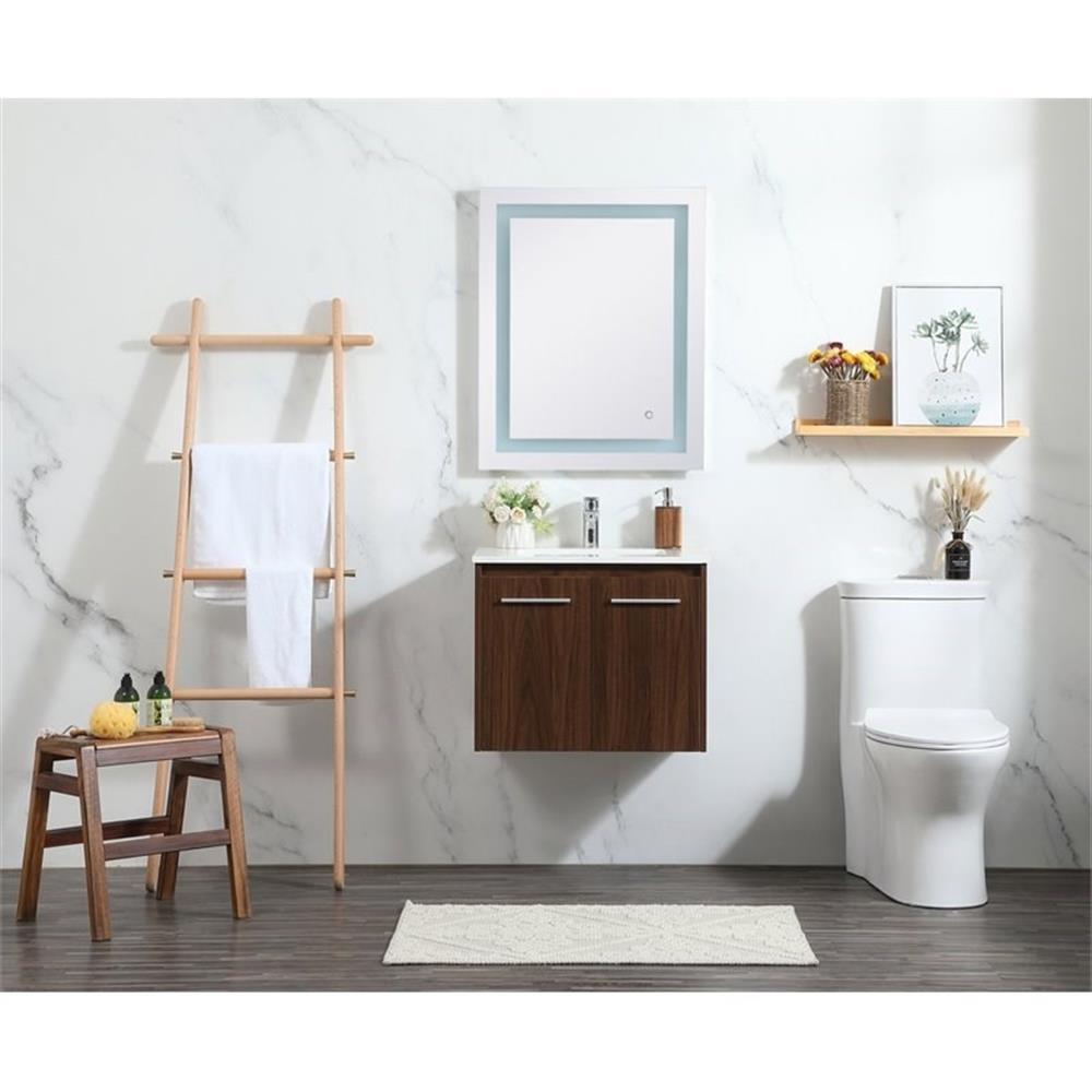 Elegant Decor Penn 24″ Aluminum Alloy MDF Single Bathroom Vanity in Walnut